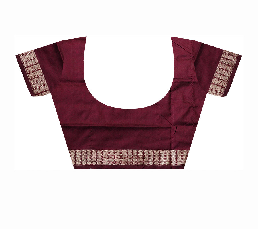 Nartaki pattern bomkei  pata saree in sky and coffee color. - Koshali Arts & Crafts Enterprise