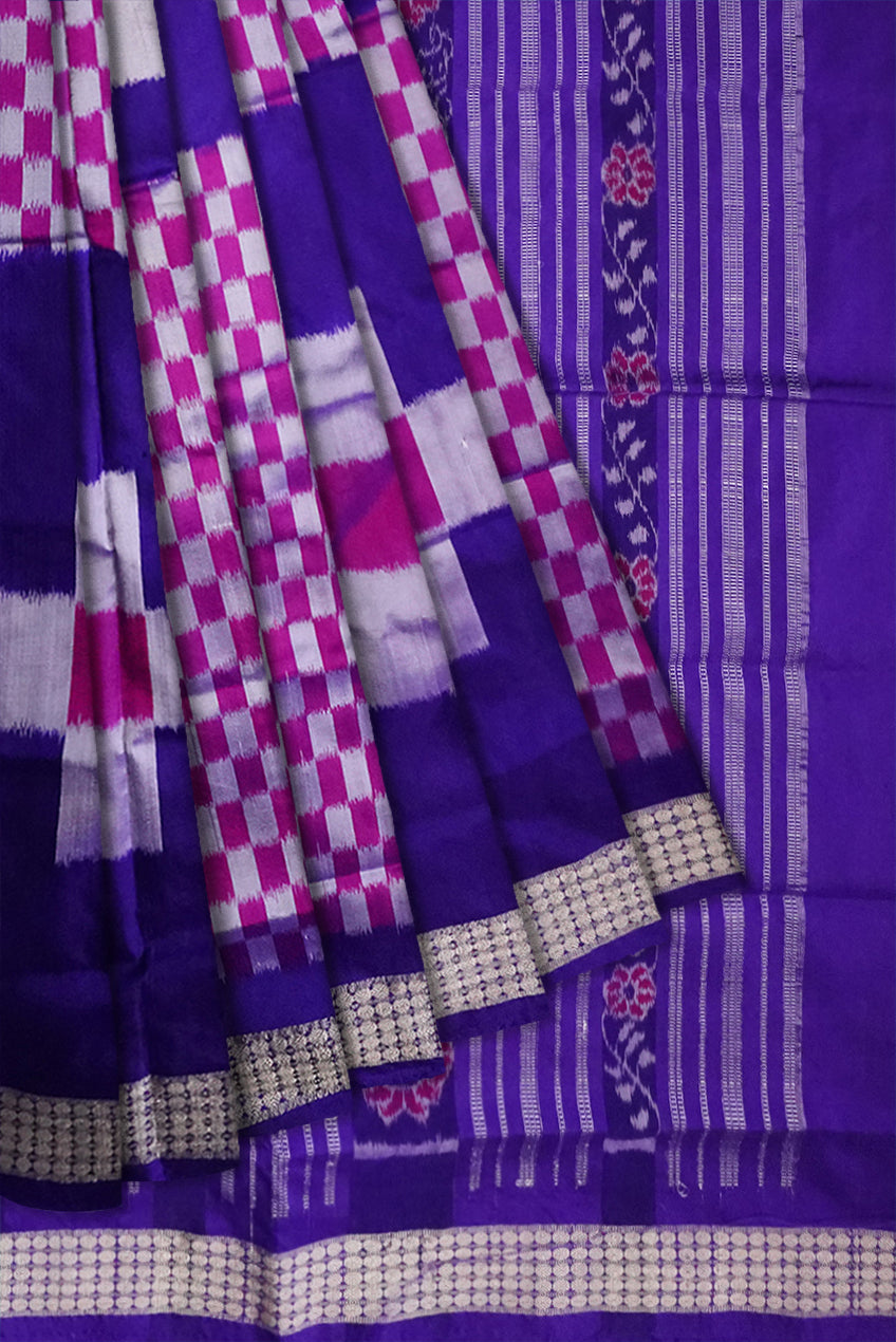 Big pattern pasapali sambalpuri pata saree with Purple and pink color . - Koshali Arts & Crafts Enterprise