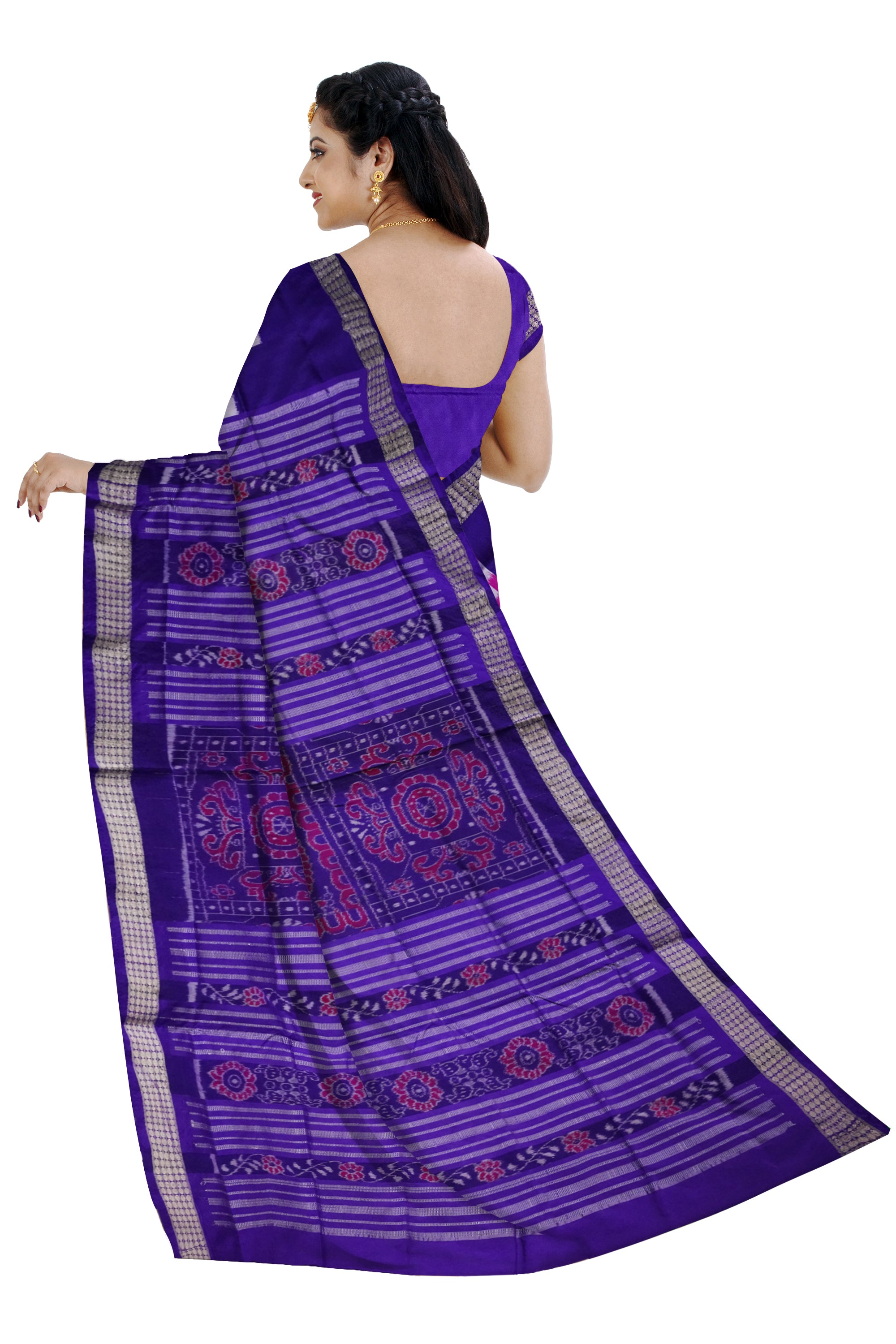 Big pattern pasapali sambalpuri pata saree with Purple and pink color . - Koshali Arts & Crafts Enterprise