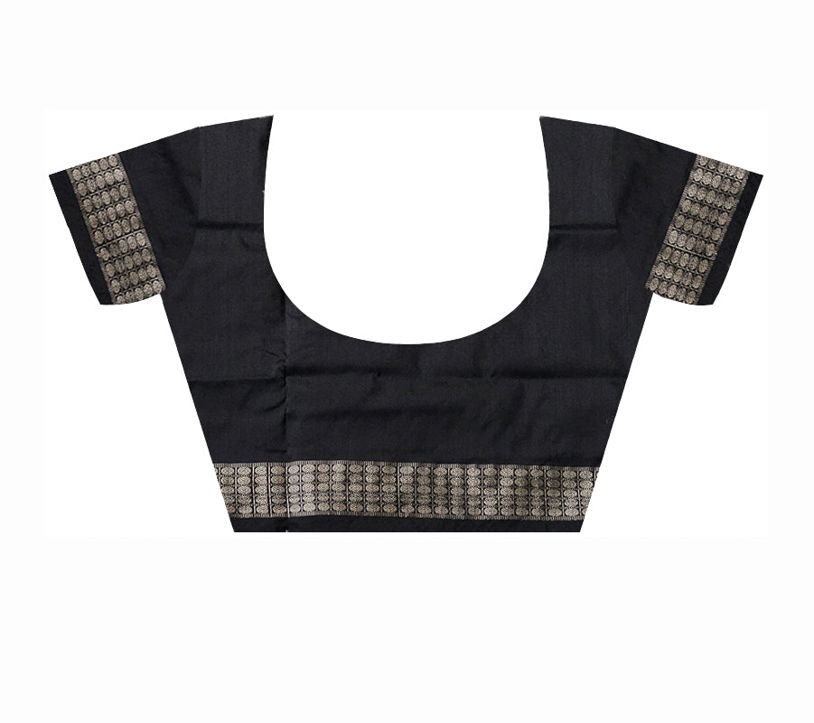 Full body pasapali pattern sambalpuri pata saree in Sky and Black colour. - Koshali Arts & Crafts Enterprise