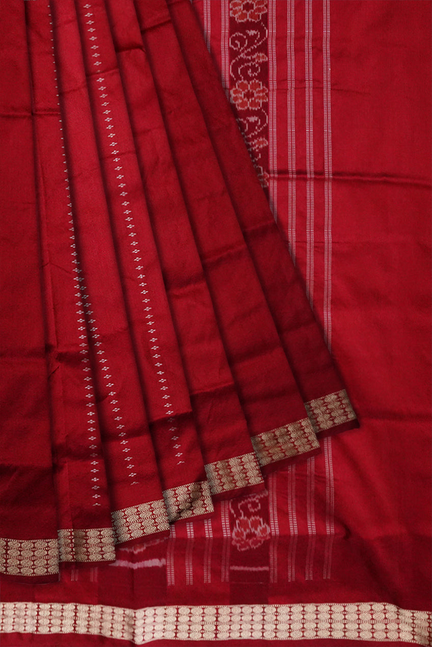 Pasapali pattern patli design pata saree is Coffee & Maroon color. - Koshali Arts & Crafts Enterprise
