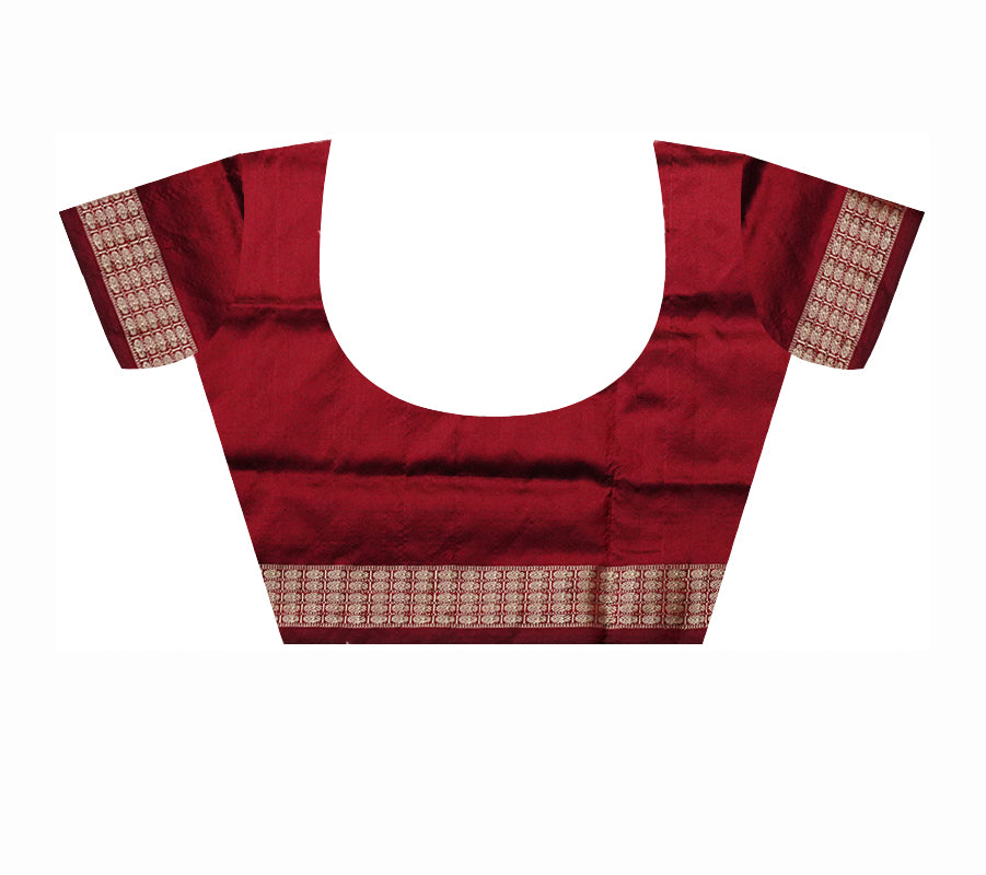 Blue & Maroon color pasapali pattern patli pata saree. - Koshali Arts & Crafts Enterprise
