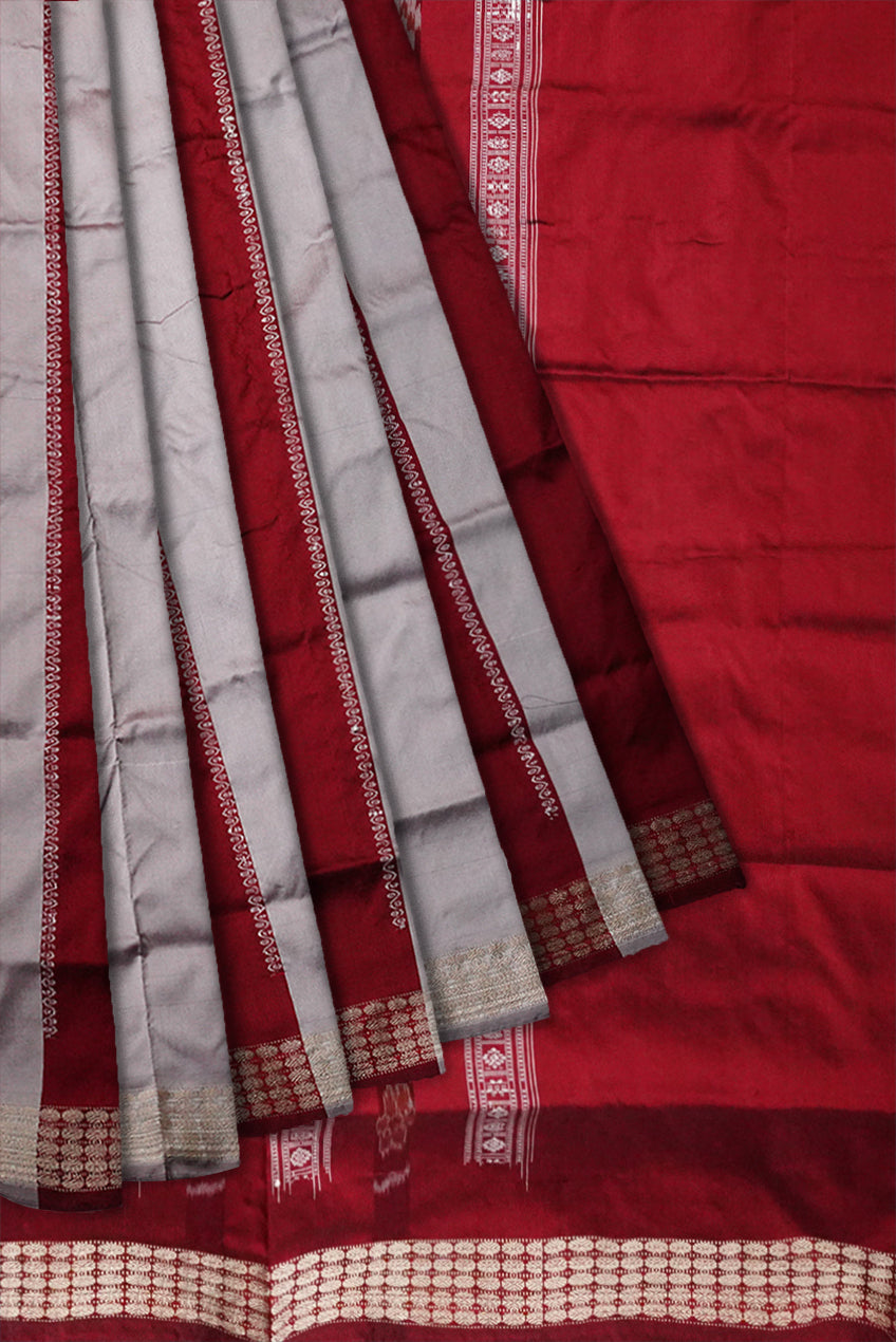 Latest patli design pata saree in Silver & Maroon color. - Koshali Arts & Crafts Enterprise