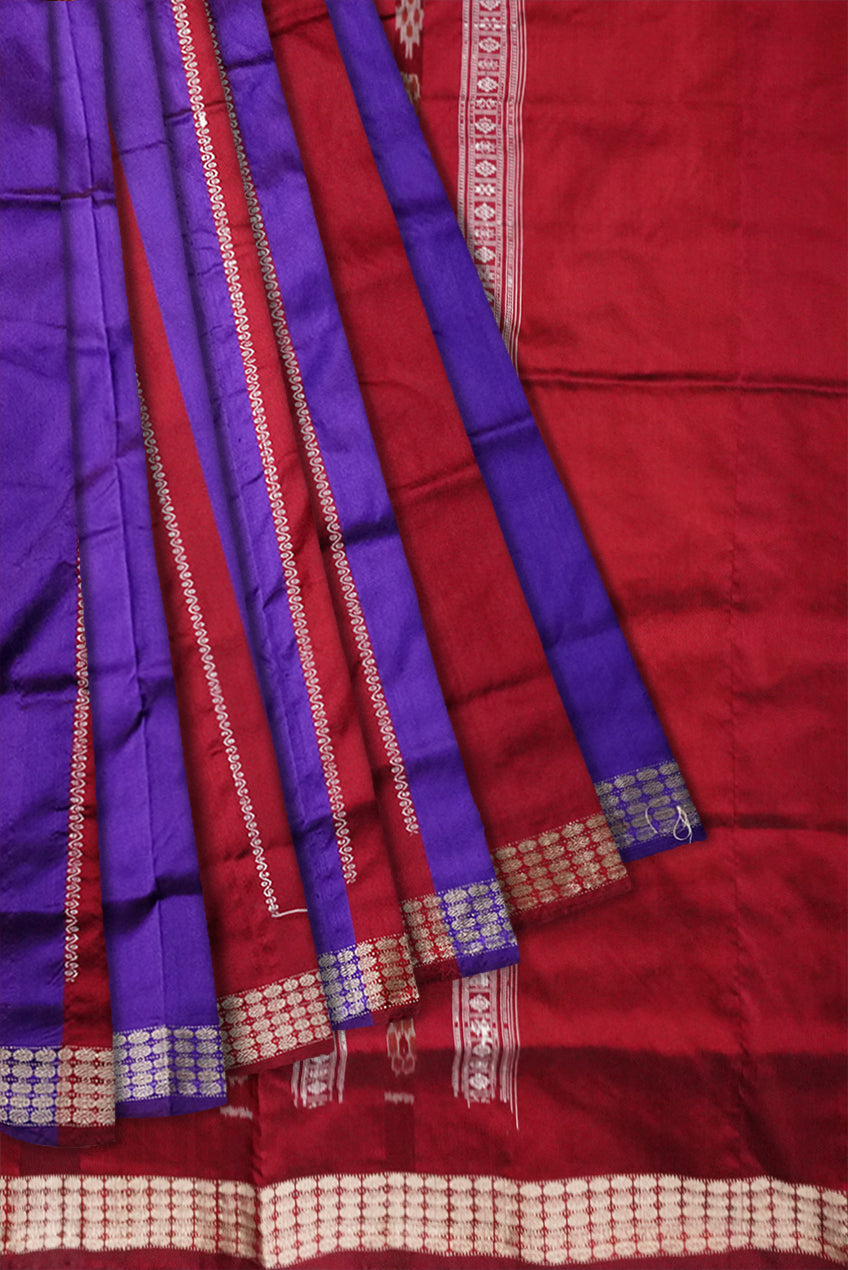 Purple & Maroon color patli design pata saree. - Koshali Arts & Crafts Enterprise