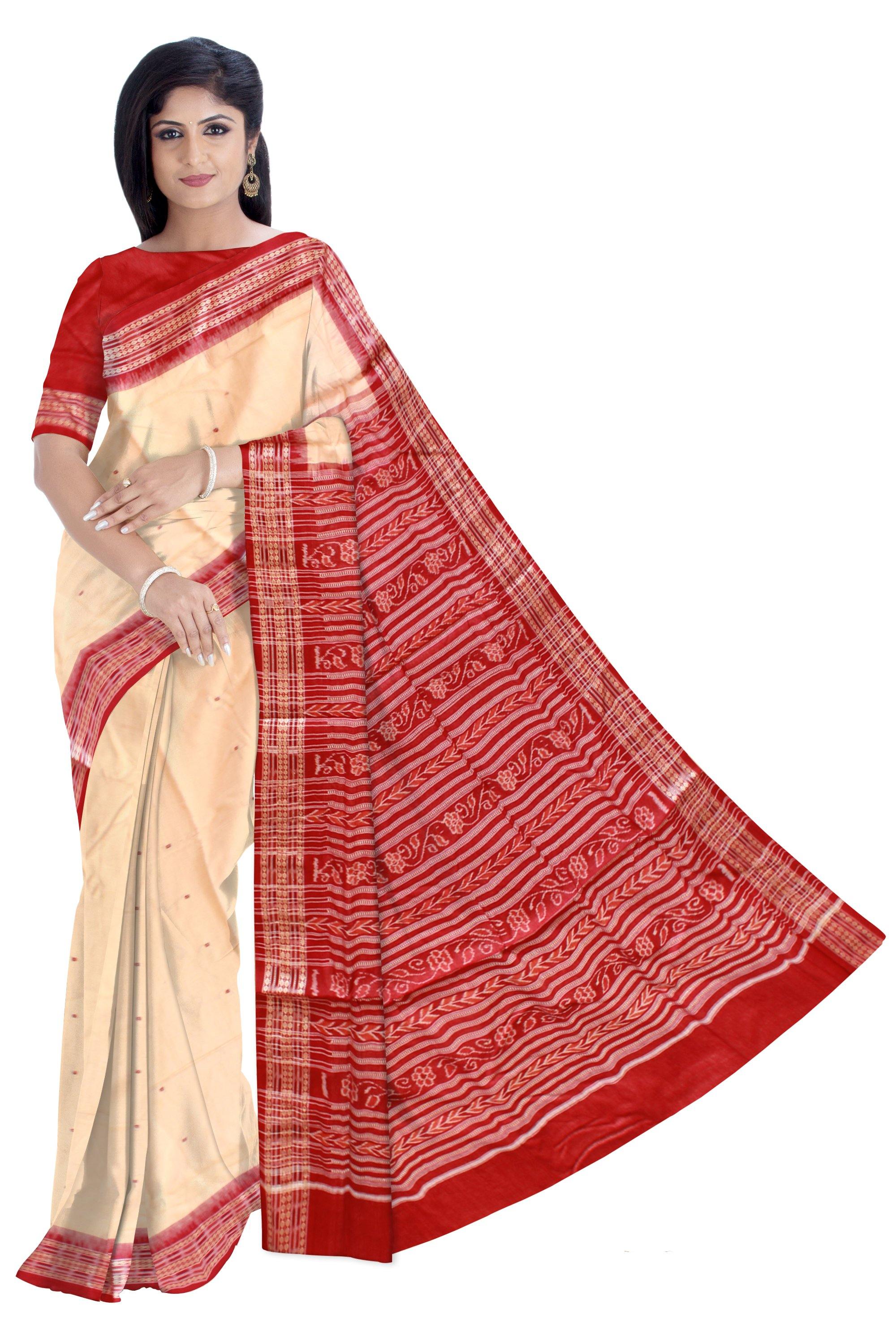 Matha color Butti pattern cotton saree with blouse piece. - Koshali Arts & Crafts Enterprise