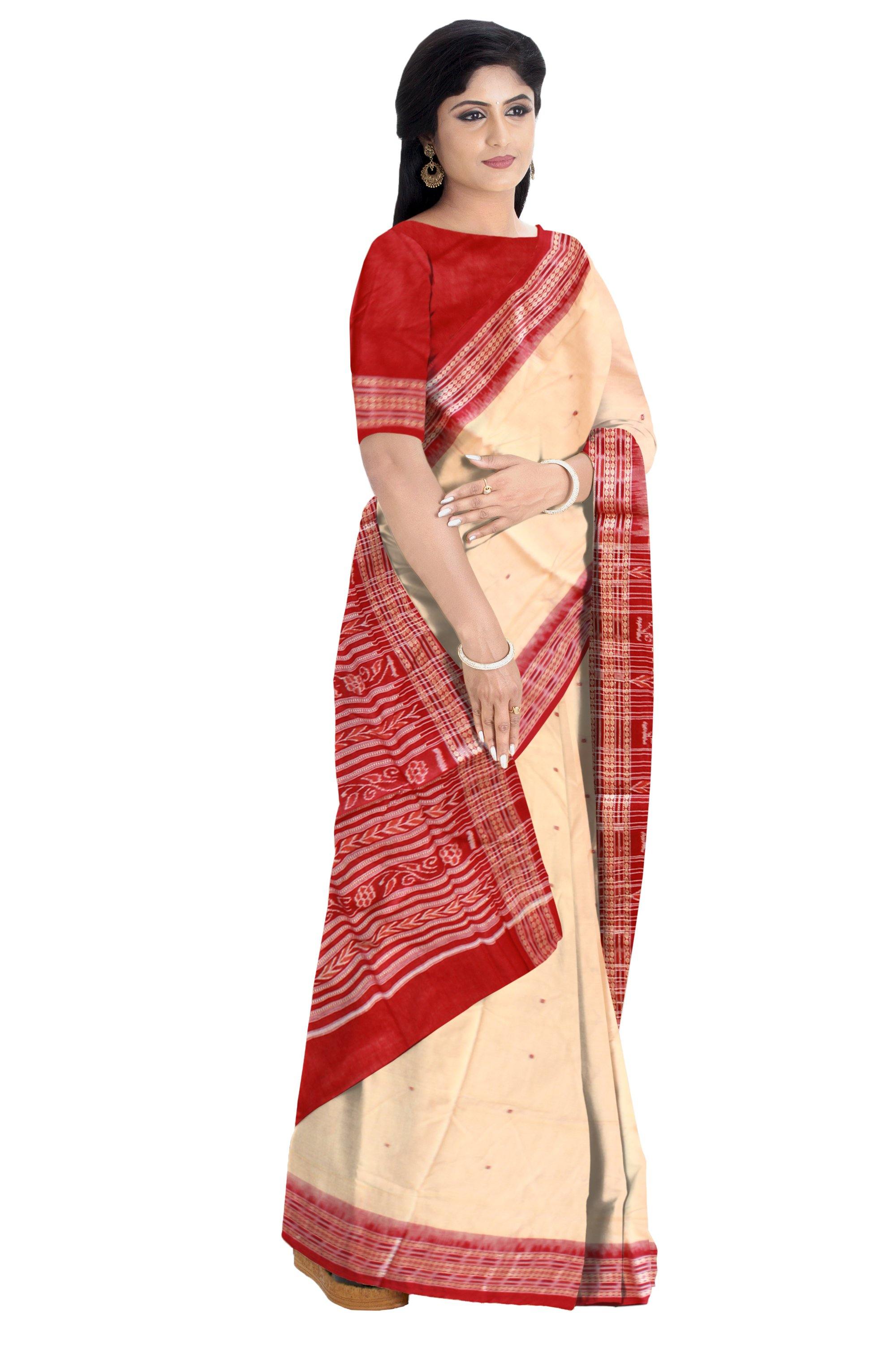 Matha color Butti pattern cotton saree with blouse piece. - Koshali Arts & Crafts Enterprise