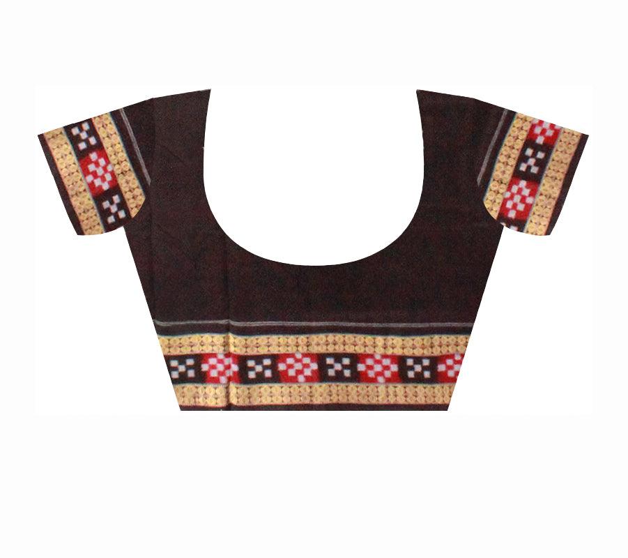 Sambalpuri cotton Saree in Red and Black Color  with blouse piece. - Koshali Arts & Crafts Enterprise