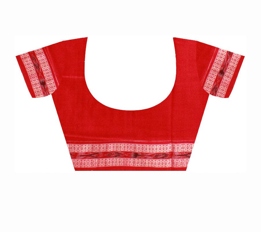 Maroon color Sambalpuri Cotton saree in Mayuri design with blouse piece. - Koshali Arts & Crafts Enterprise