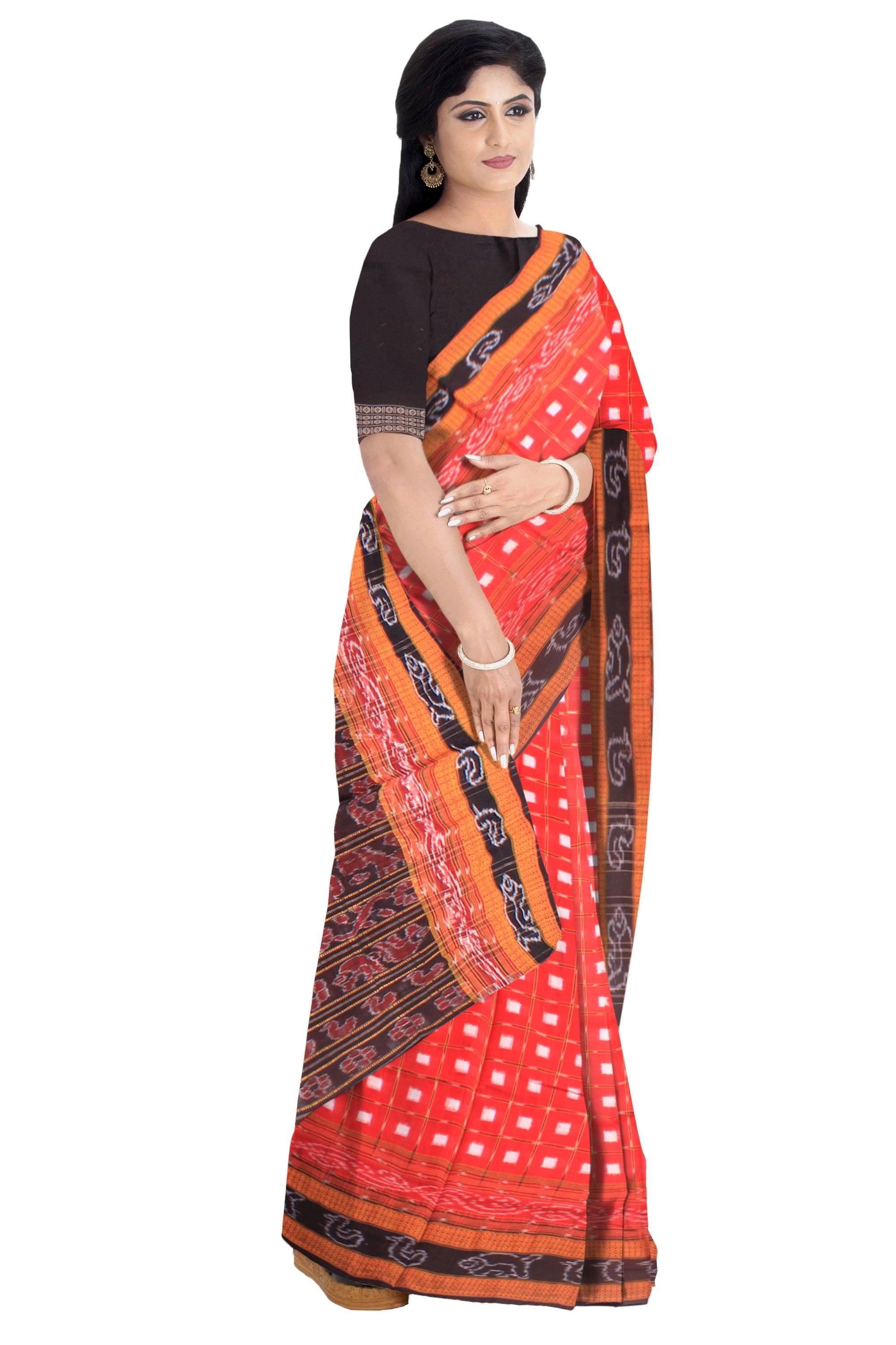 Lattest design Red and White color Cotton saree with lining with blouse piece. - Koshali Arts & Crafts Enterprise