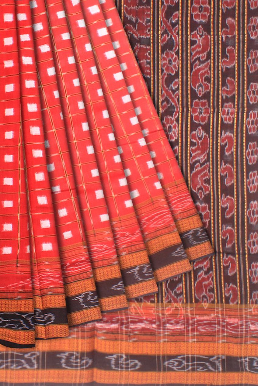 Lattest design Red and White color Cotton saree with lining with blouse piece. - Koshali Arts & Crafts Enterprise