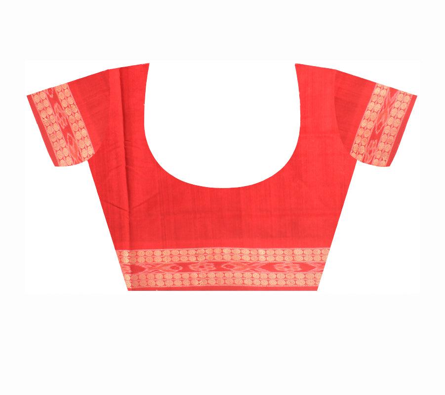 Authentic Cotton  saree in Maroon color, peacock design   With blouse piece. - Koshali Arts & Crafts Enterprise
