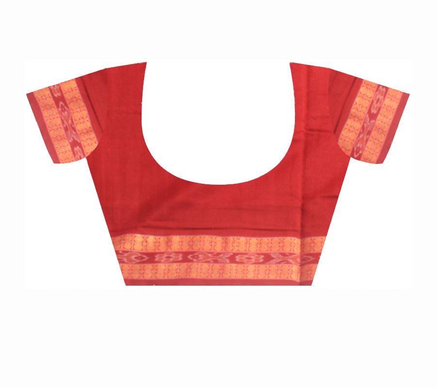 Sambalpuri cotton saree in Red and Black color with blouse piece. - Koshali Arts & Crafts Enterprise