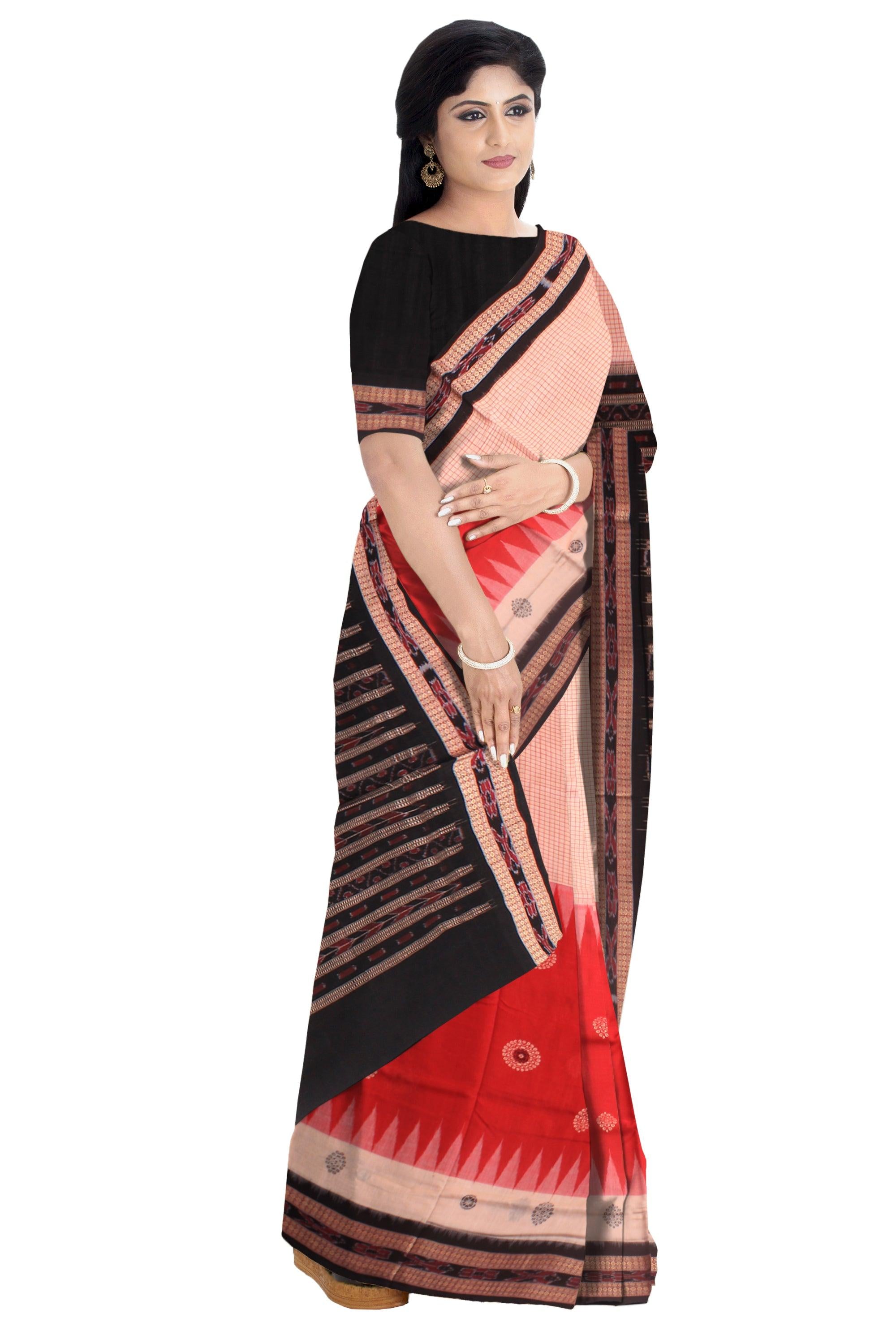 This is a Sambalpuri cotton saree in Bichhitrapuri Mattha and  other color with blouse piece. - Koshali Arts & Crafts Enterprise