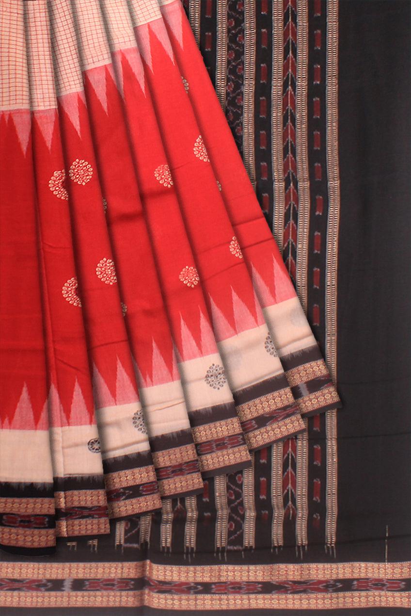 This is a Sambalpuri cotton saree in Bichhitrapuri Mattha and  other color with blouse piece. - Koshali Arts & Crafts Enterprise