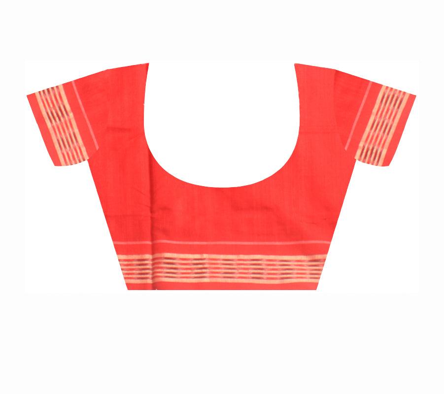 colour full design   Sambalpuri cotton saree in Pnk and Red color with blous piece. - Koshali Arts & Crafts Enterprise