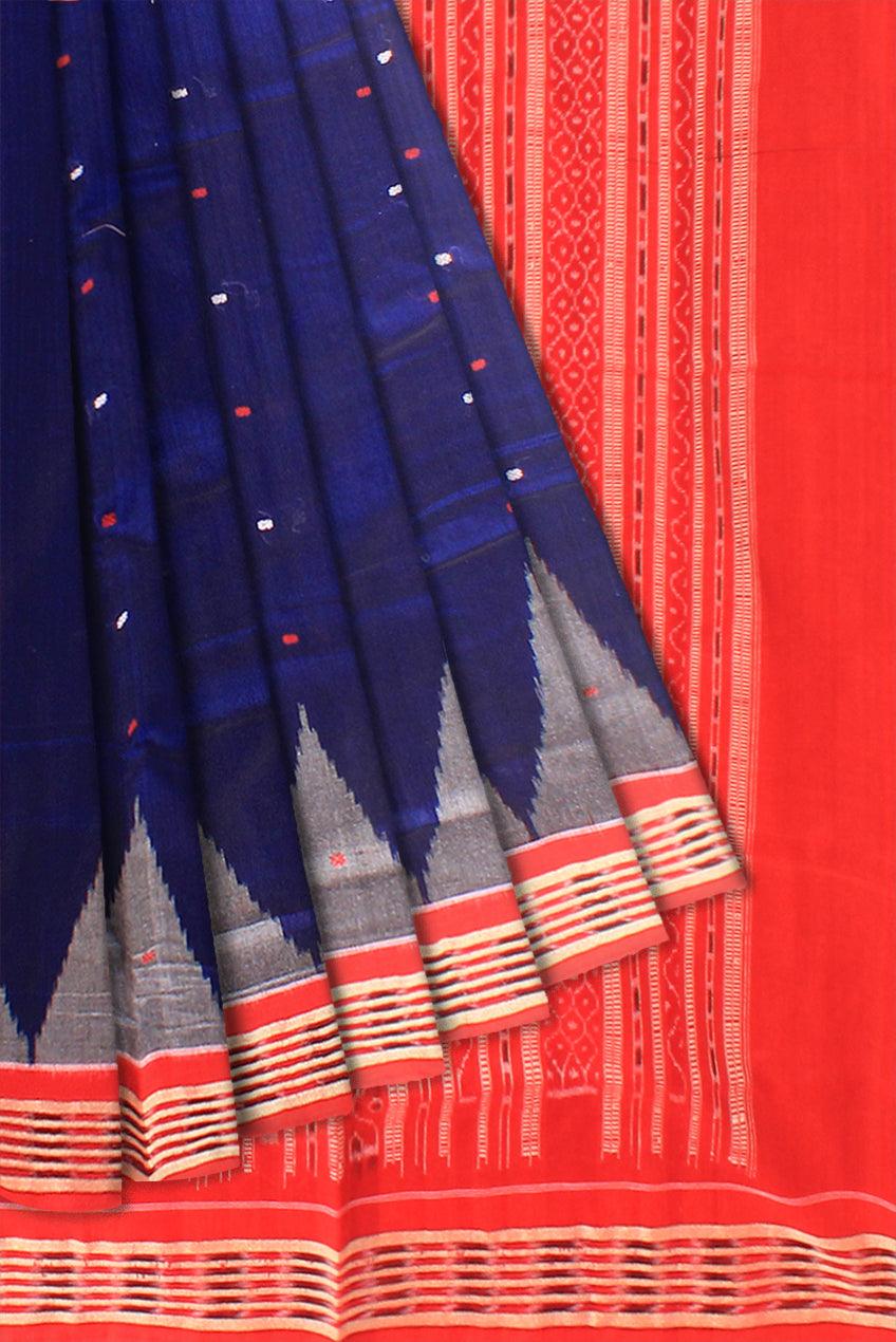 colour full design   Sambalpuri cotton saree in Blue color with blous piece. - Koshali Arts & Crafts Enterprise