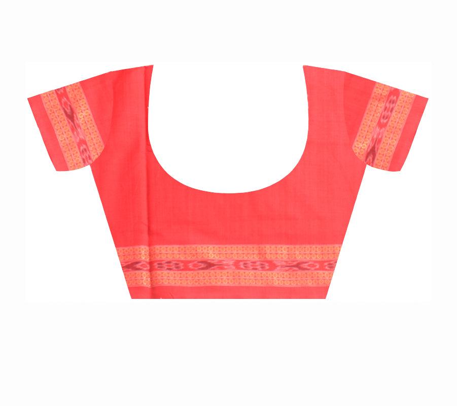 Sambalpuri Cotton Saree in Dark blue and red Color ,  with blouse piece. - Koshali Arts & Crafts Enterprise