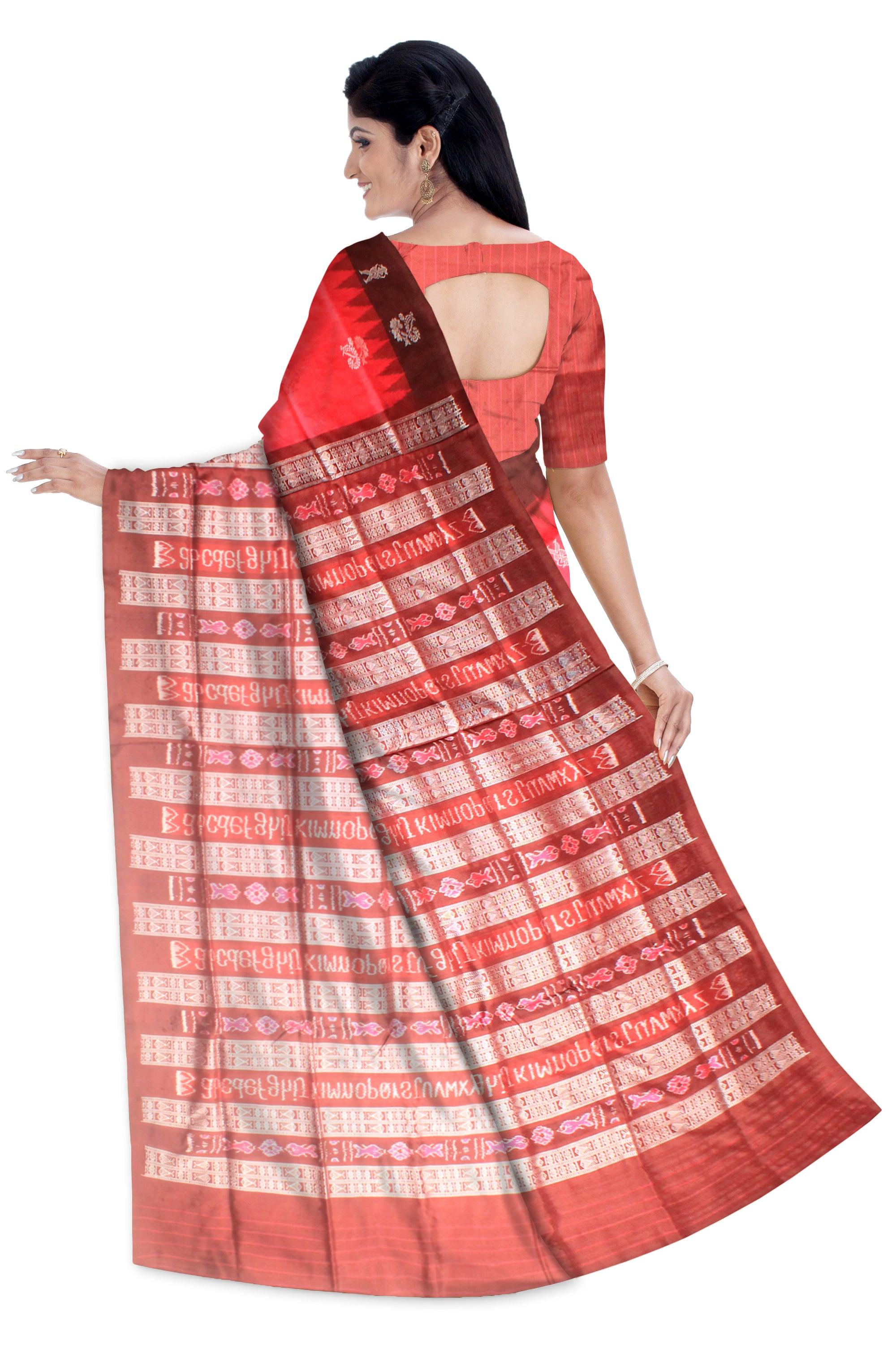 Maroon Color original Silk saree in flower booty design with blouse piece - Koshali Arts & Crafts Enterprise