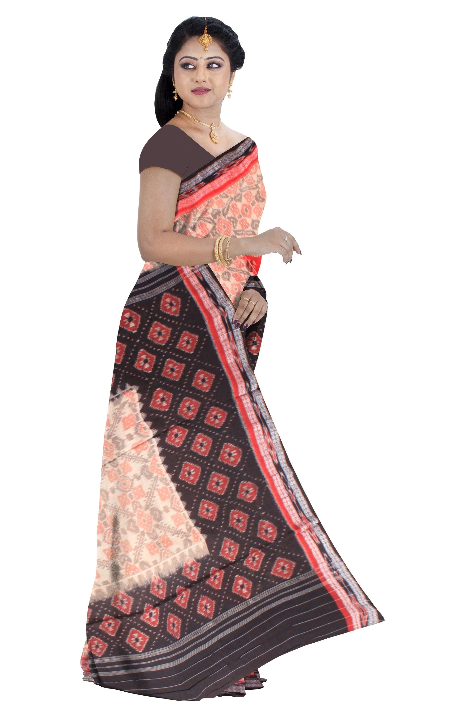 Authentic Cotton  saree in 3D color, peacock design   With out  blouse piece. - Koshali Arts & Crafts Enterprise