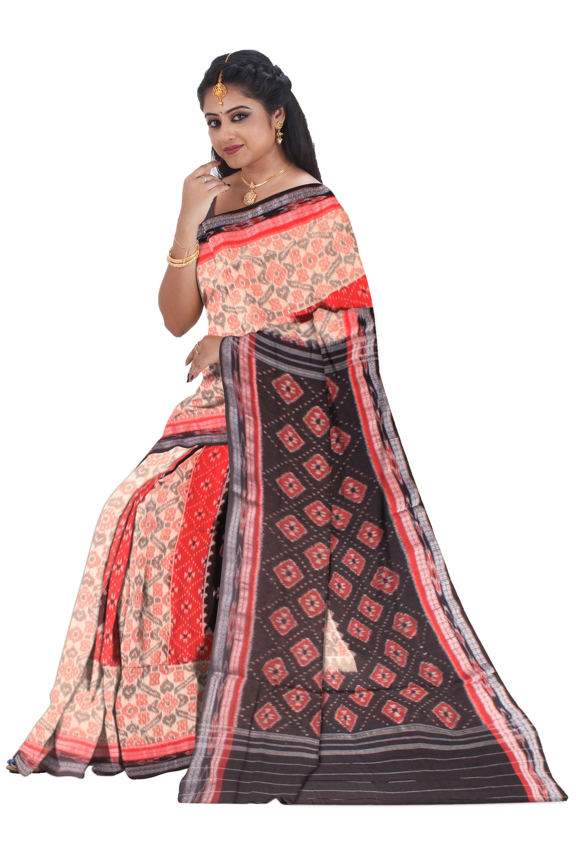 Authentic Cotton  saree in 3D color, peacock design   With out  blouse piece. - Koshali Arts & Crafts Enterprise