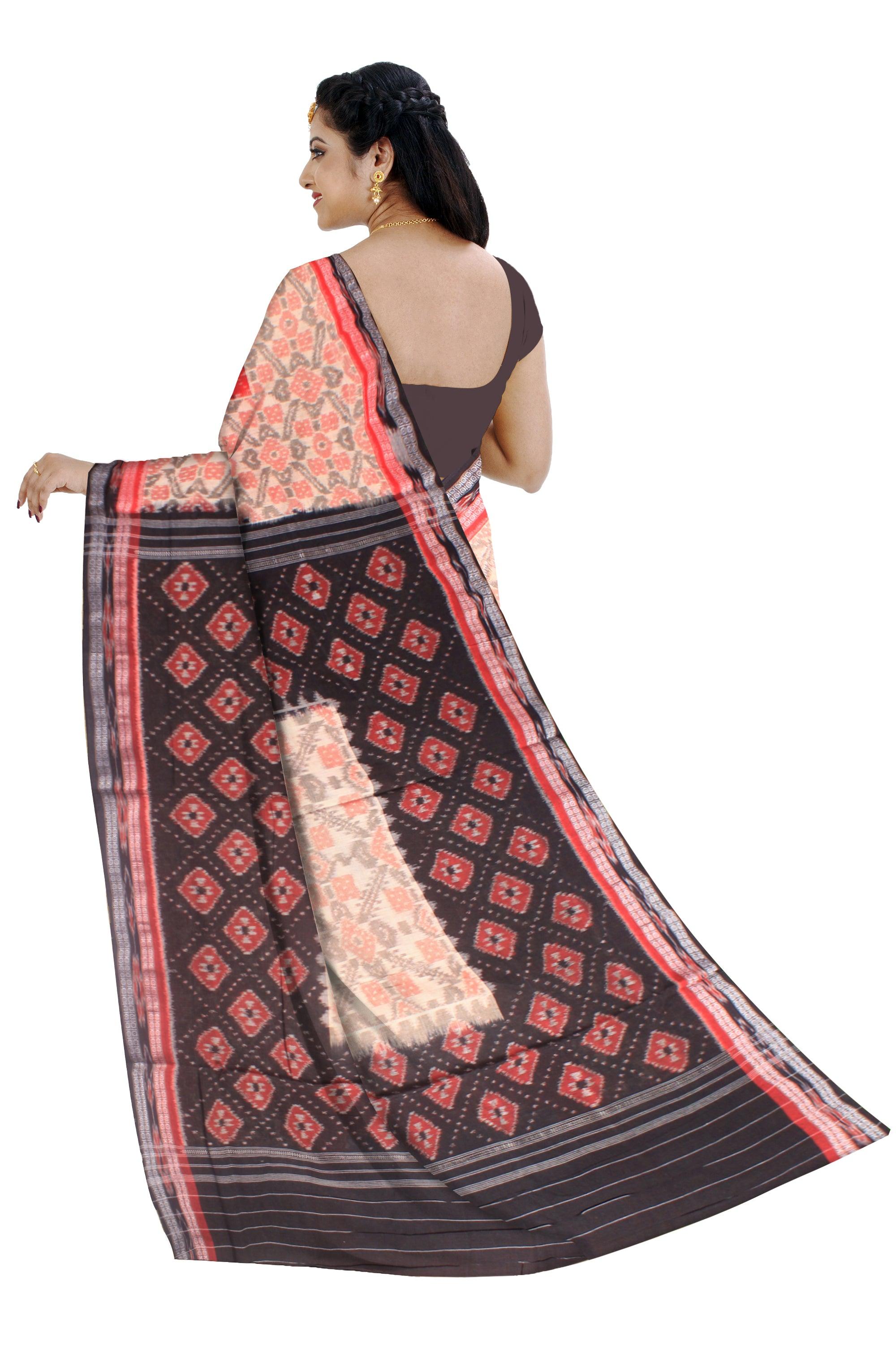 Authentic Cotton  saree in 3D color, peacock design   With out  blouse piece. - Koshali Arts & Crafts Enterprise