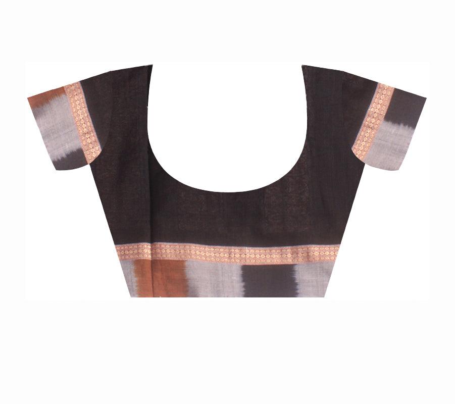 Latest design  Bomkei multicolor border design in Brown and Black color with blouse piece. - Koshali Arts & Crafts Enterprise