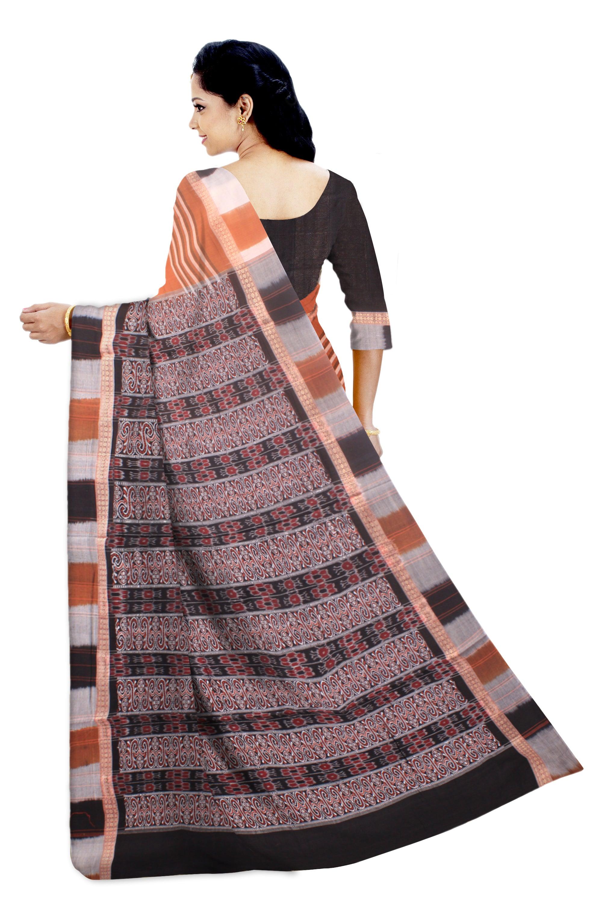 Latest design  Bomkei multicolor border design in Brown and Black color with blouse piece. - Koshali Arts & Crafts Enterprise