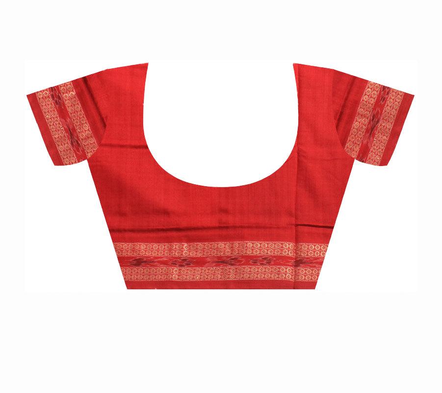 Sambalpuri MAYURA PRINT RED AND BLACK COLOR COTTON  SAREE WITH BLOUSE PIECE. - Koshali Arts & Crafts Enterprise