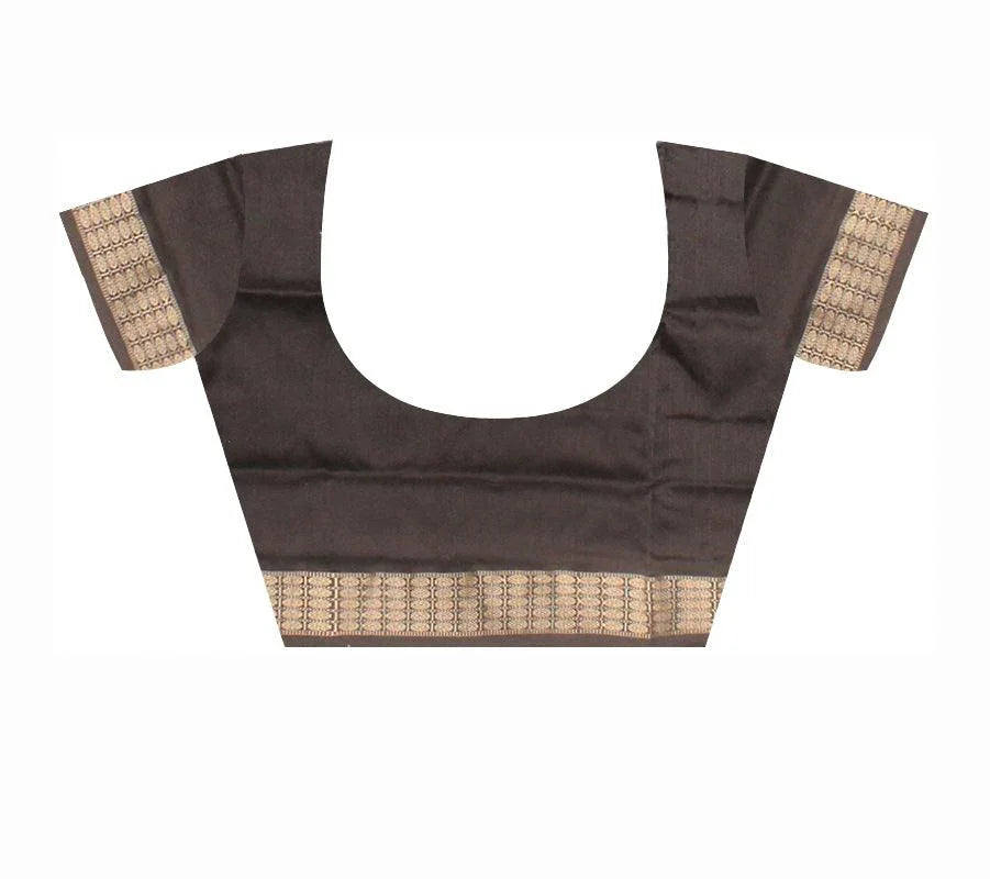 GREEN AND BLACK HAND WOVEN PATA SAREE WITH BLOUSE - Koshali Arts & Crafts Enterprise