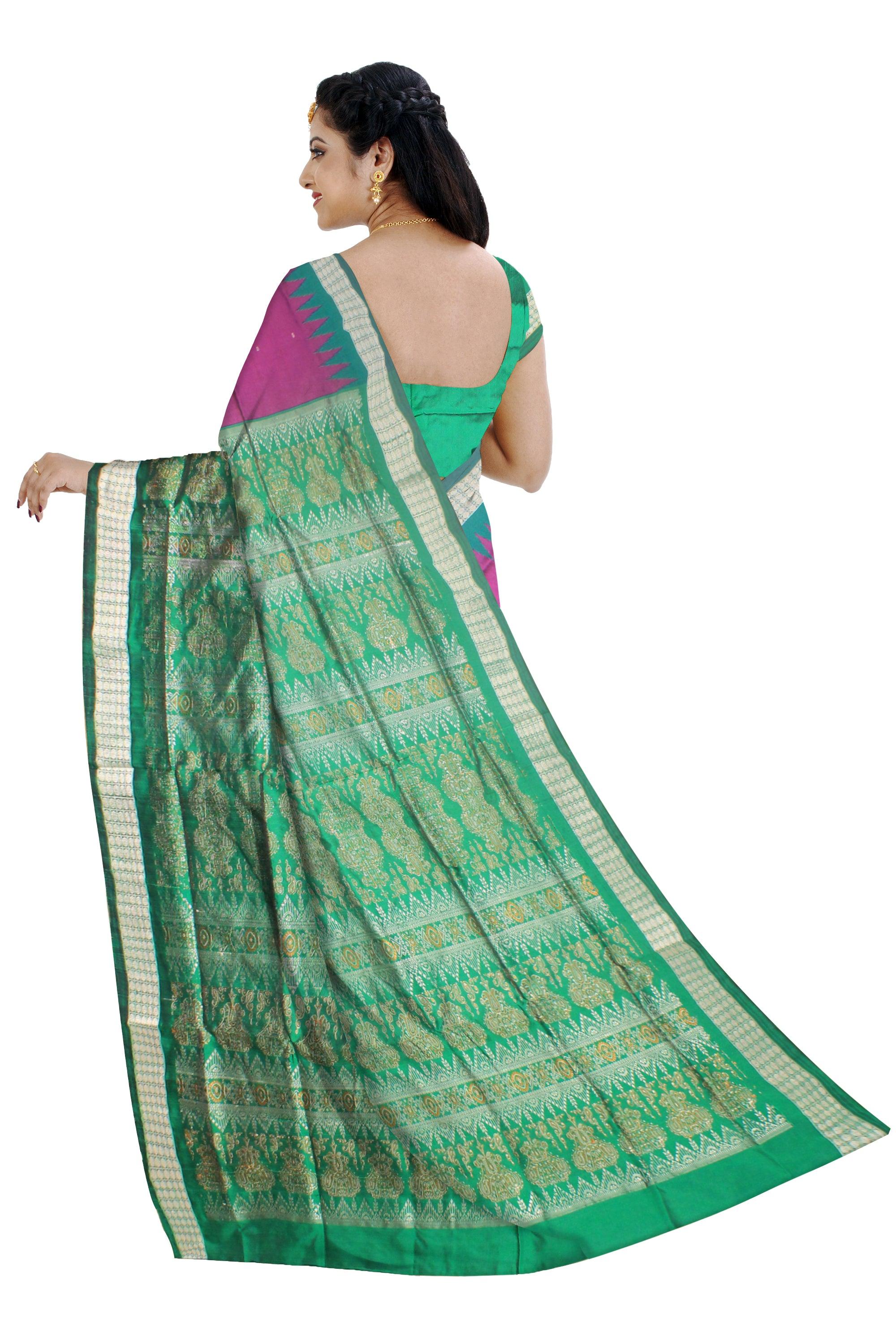 Sambalpuri Pata saree in Light Purple color plain design body with blouse piece. - Koshali Arts & Crafts Enterprise