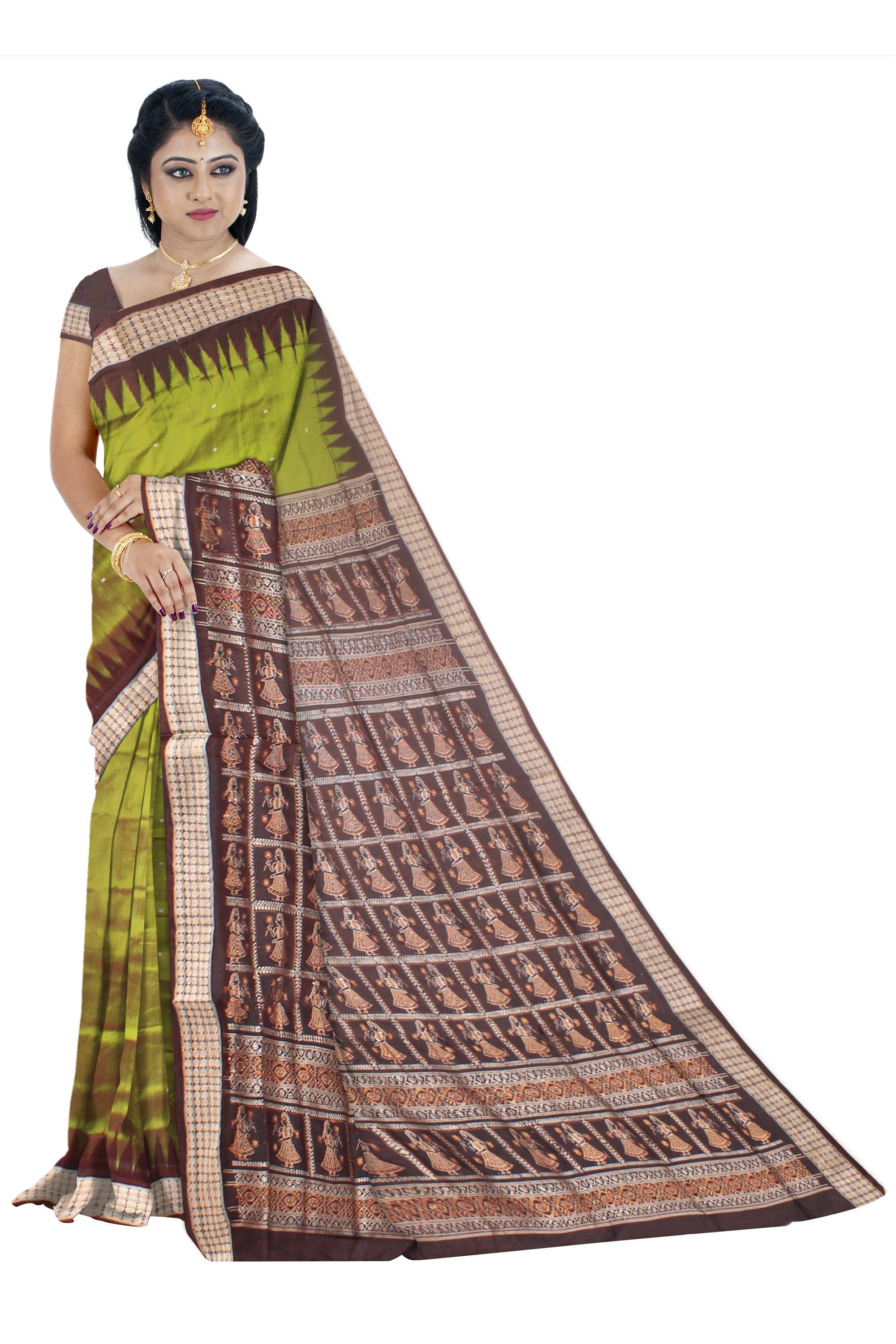 A fay design pallu in Sambalpuri Pata saree In Light yellow colour with blouse piece. - Koshali Arts & Crafts Enterprise