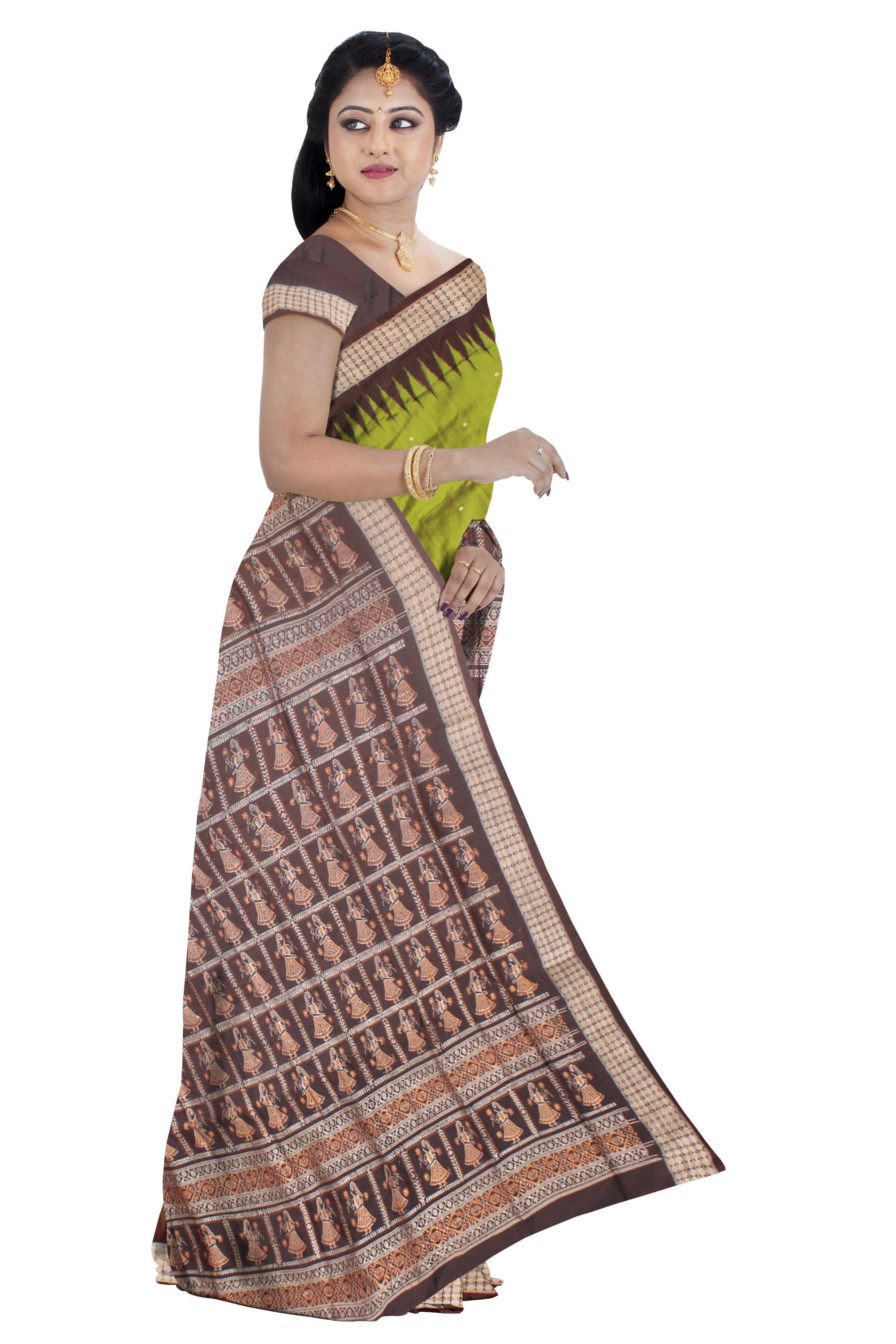 A fay design pallu in Sambalpuri Pata saree In Light yellow colour with blouse piece. - Koshali Arts & Crafts Enterprise