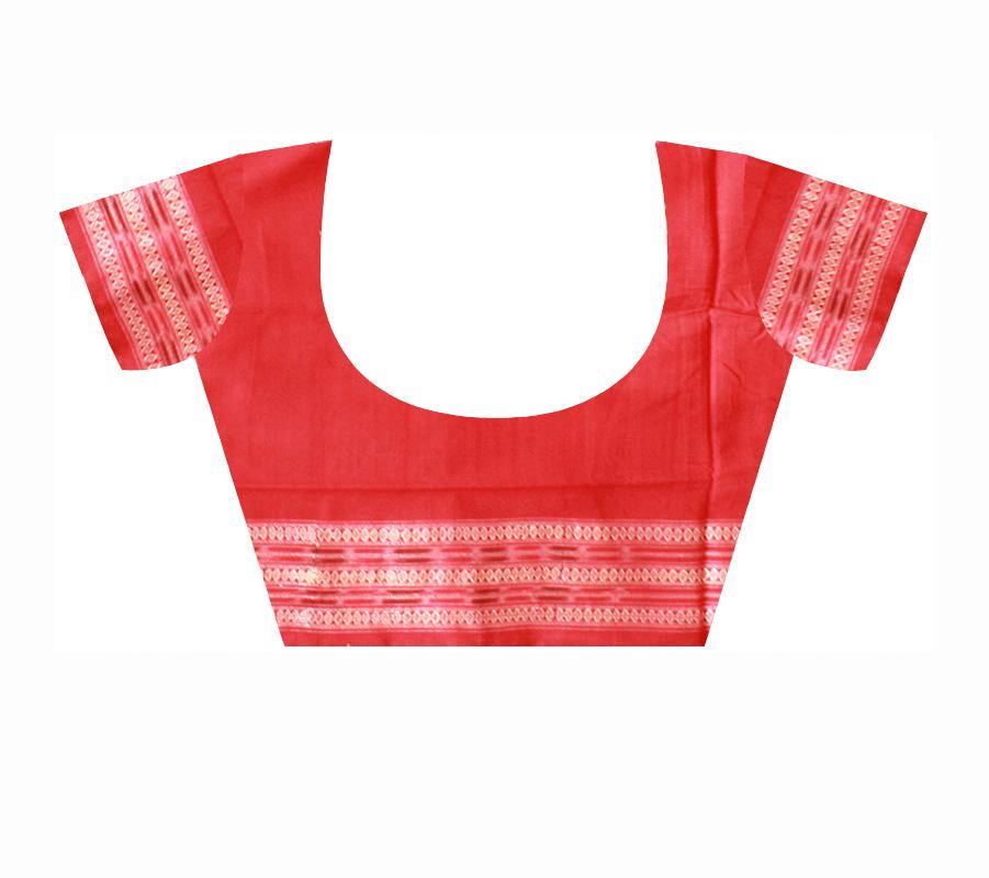 Brown color buti pattern sambalpuri cotton saree with blouse piece. - Koshali Arts & Crafts Enterprise
