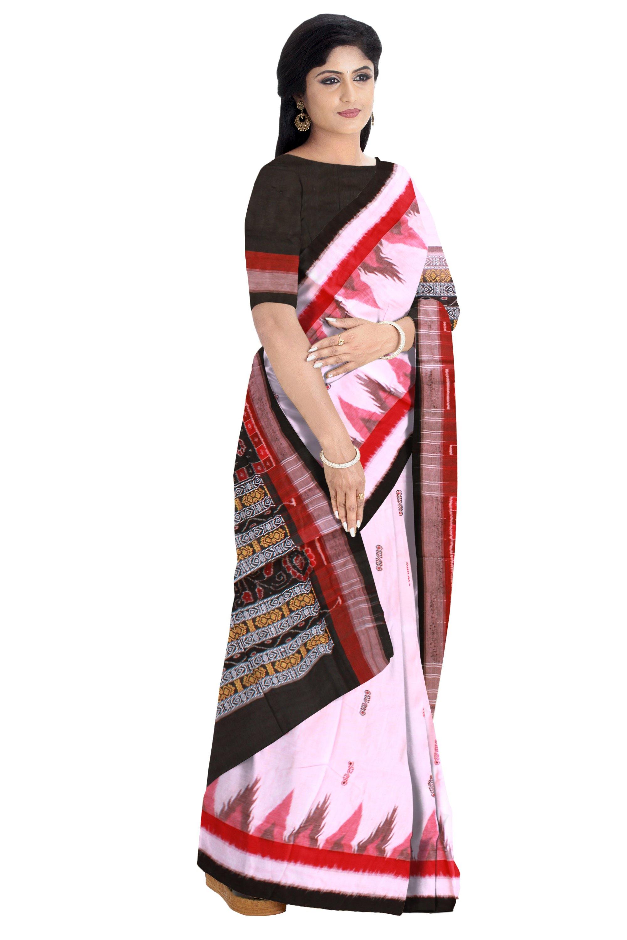 Rose pink color bomkei cotton saree with blouse piece. - Koshali Arts & Crafts Enterprise