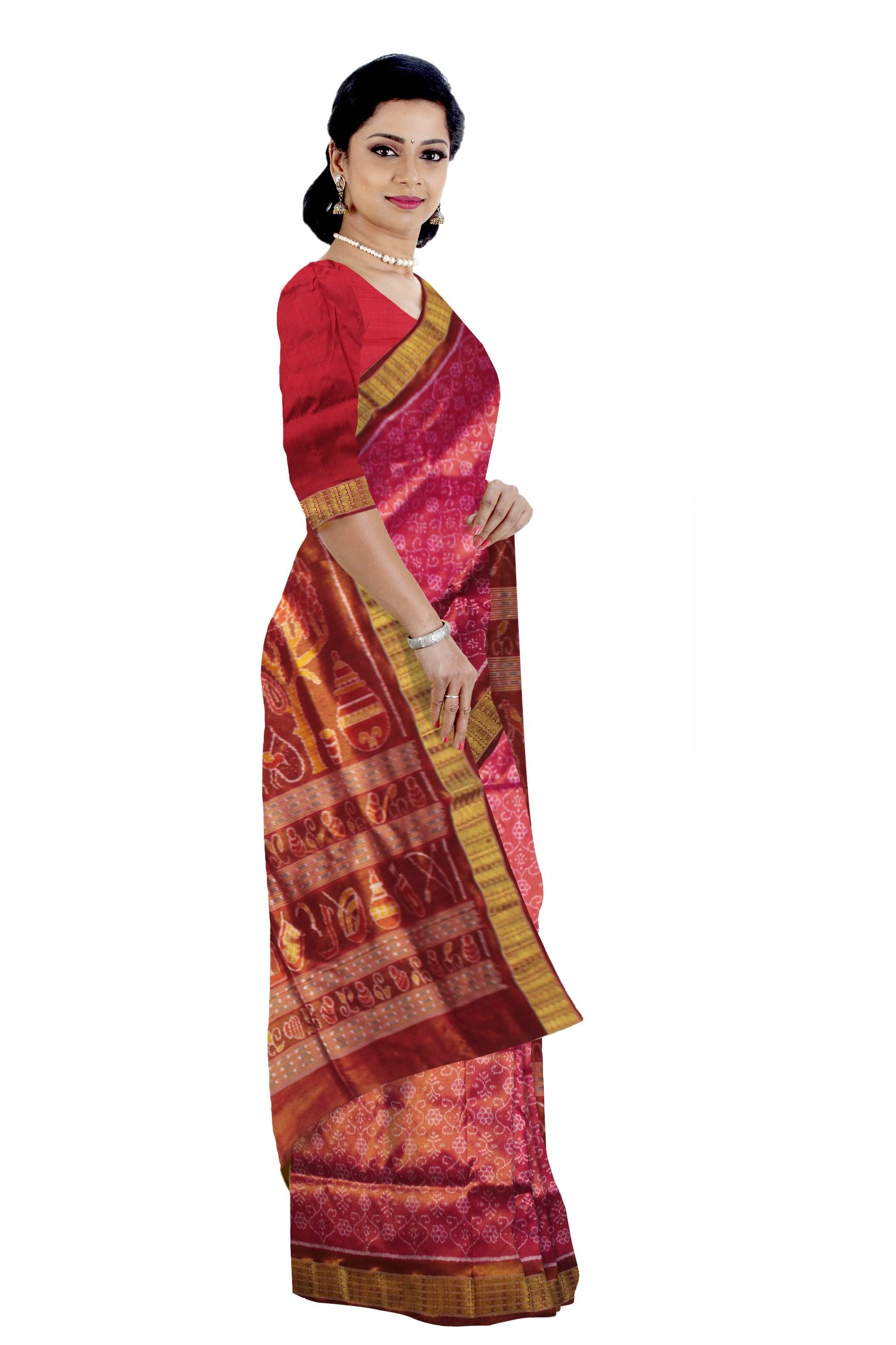 Marriage collections Tissue Silk Saree in Floral  Design in HOT PINK  WITH BLOUSE - Koshali Arts & Crafts Enterprise