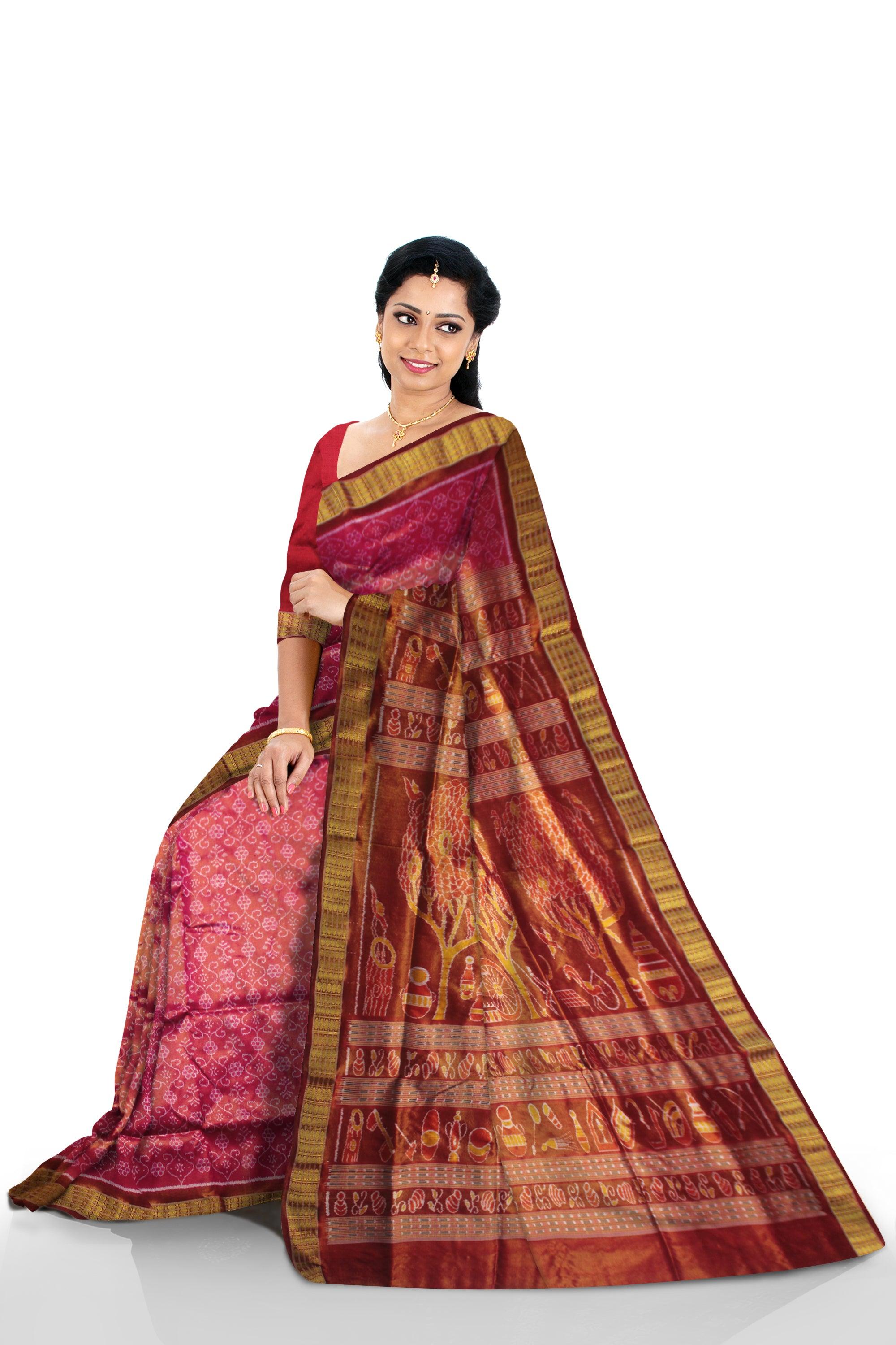 Marriage collections Tissue Silk Saree in Floral  Design in HOT PINK  WITH BLOUSE - Koshali Arts & Crafts Enterprise