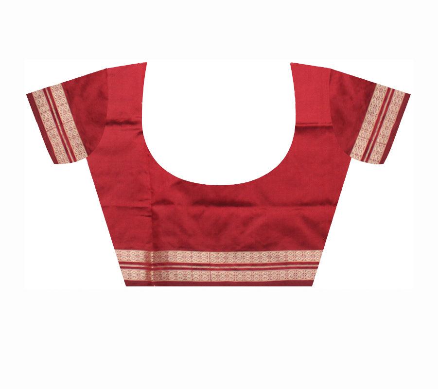 BOOTY PATTERN   SONEPUR SAREE IN PERSIAN GREEN AND MAROON COLOR  , GOLDEN BORDER WITH BLOUSE PIECE. - Koshali Arts & Crafts Enterprise