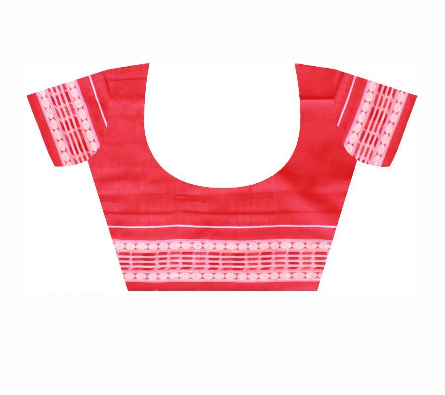 Sambalpuri handwoven cotton saree in Zigzag pattern with blouse Piece. - Koshali Arts & Crafts Enterprise