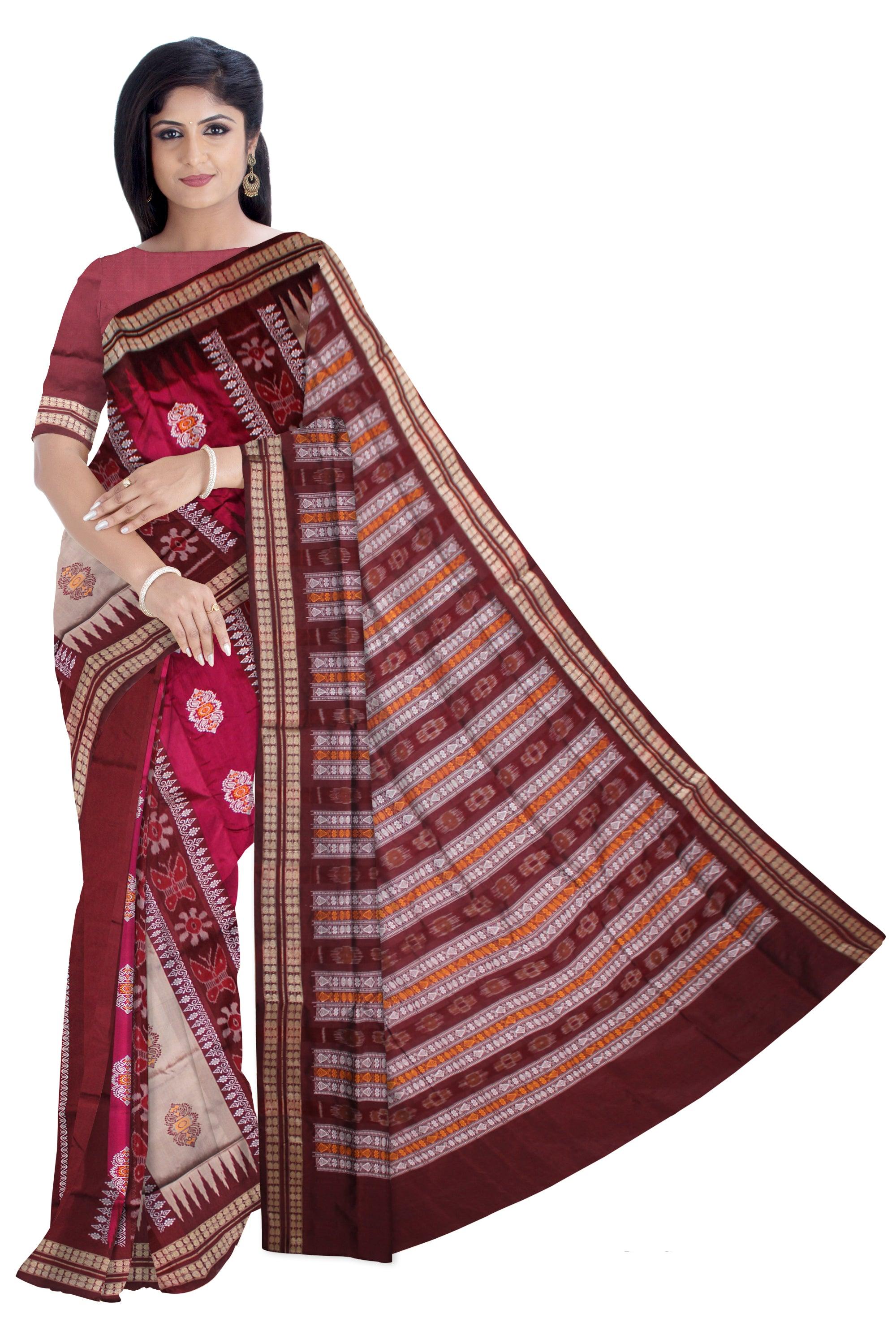 3D COLOR SONEPUR PATLI PATA SAREE, WITH BLOUSE PIECE. - Koshali Arts & Crafts Enterprise