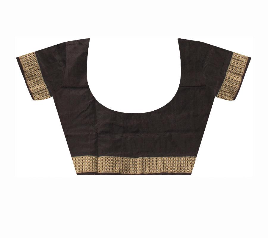 MAROON AND BLACK COLOR BOOTY PATTERN PATA SAREE, WITH BLOUSE PIECE. - Koshali Arts & Crafts Enterprise
