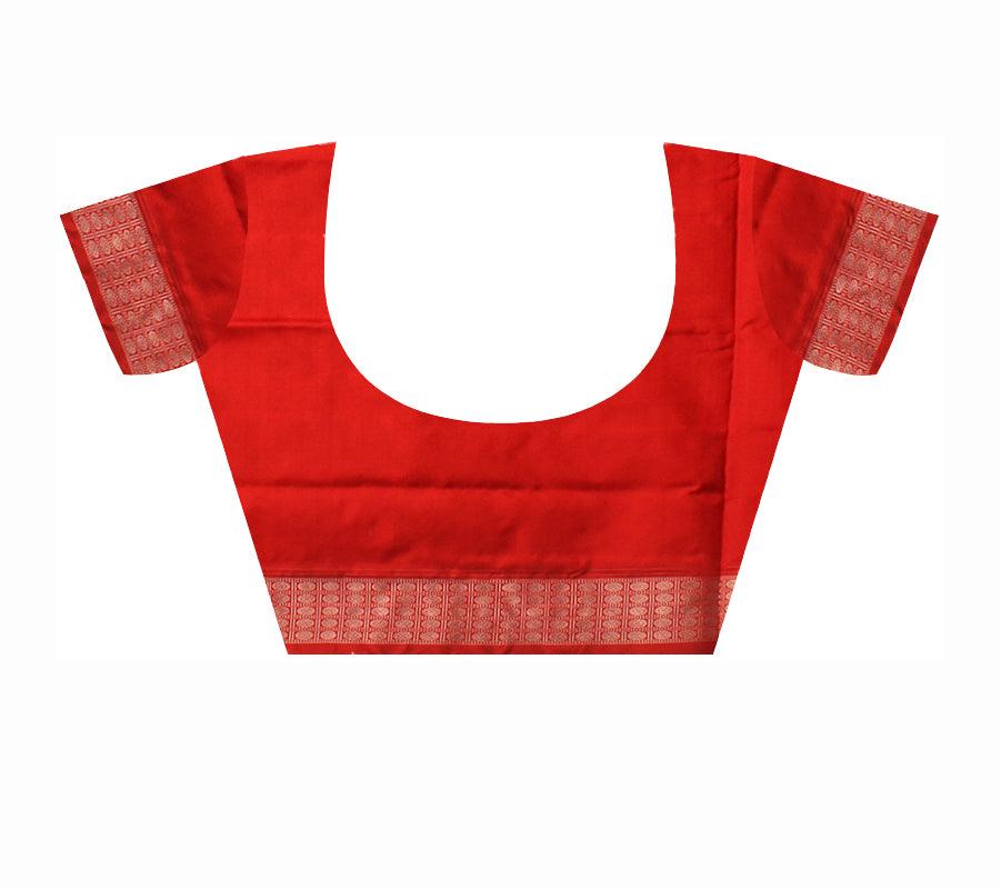 LATEST PATTERN PURE PATA SAREE IN RED AND LIGHT SILVER COLOR BASE, COMES WITH BLOUSE PIECE. - Koshali Arts & Crafts Enterprise