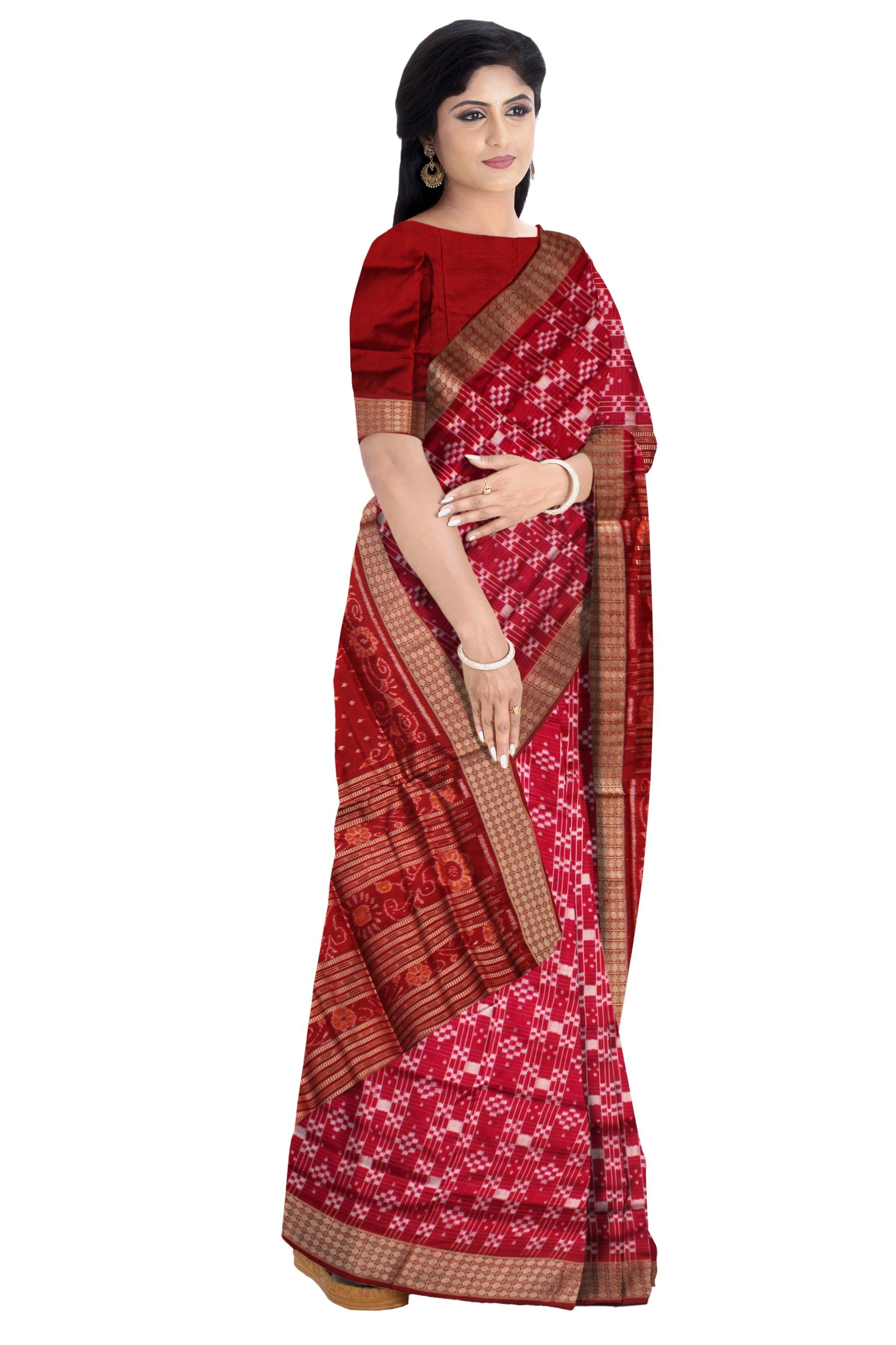 NEW DESIGN PURE PASAPALI PATA SAREE IN PINK AND MAROON COLOR BASE, ATTACHED WITH BLOUSE PIECE. - Koshali Arts & Crafts Enterprise