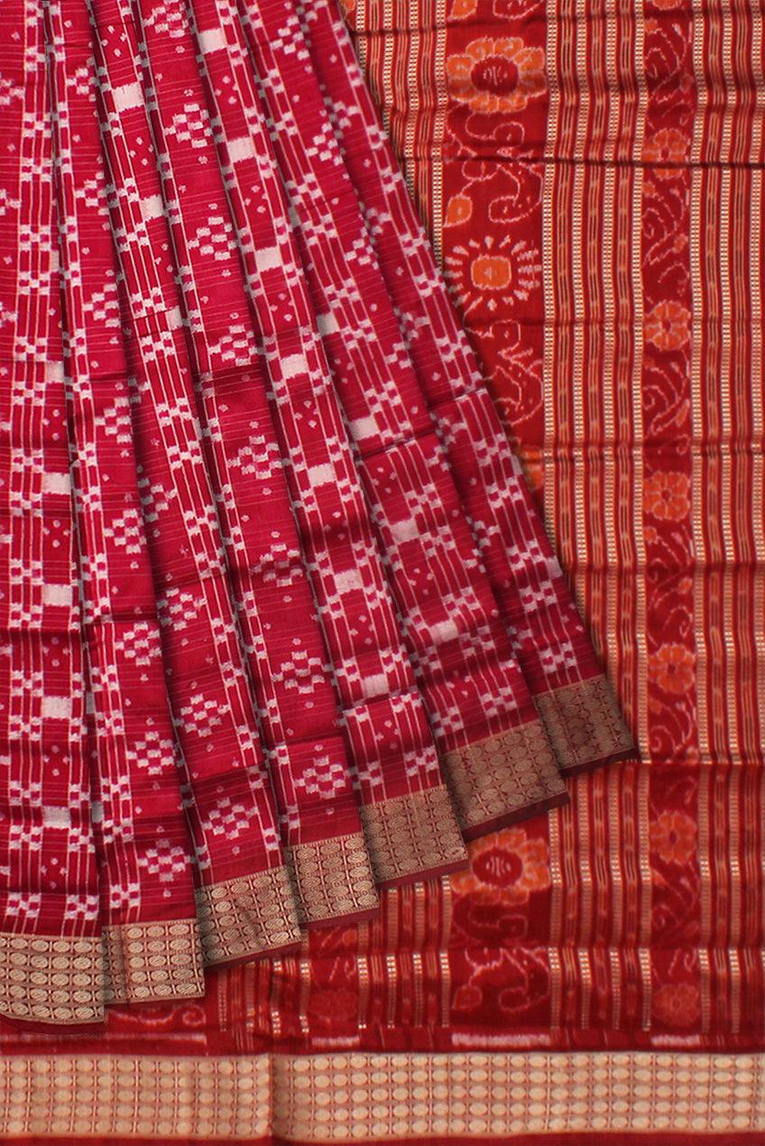 NEW DESIGN PURE PASAPALI PATA SAREE IN PINK AND MAROON COLOR BASE, ATTACHED WITH BLOUSE PIECE. - Koshali Arts & Crafts Enterprise