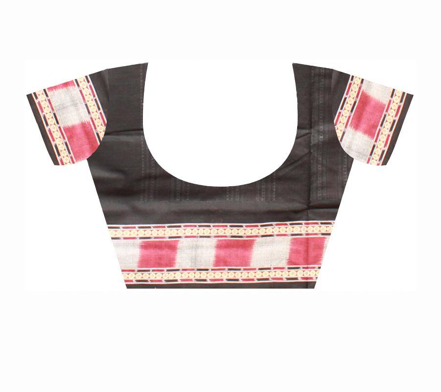 Green color Buti pattern Sambalpuri cotton saree with blouse piece. - Koshali Arts & Crafts Enterprise