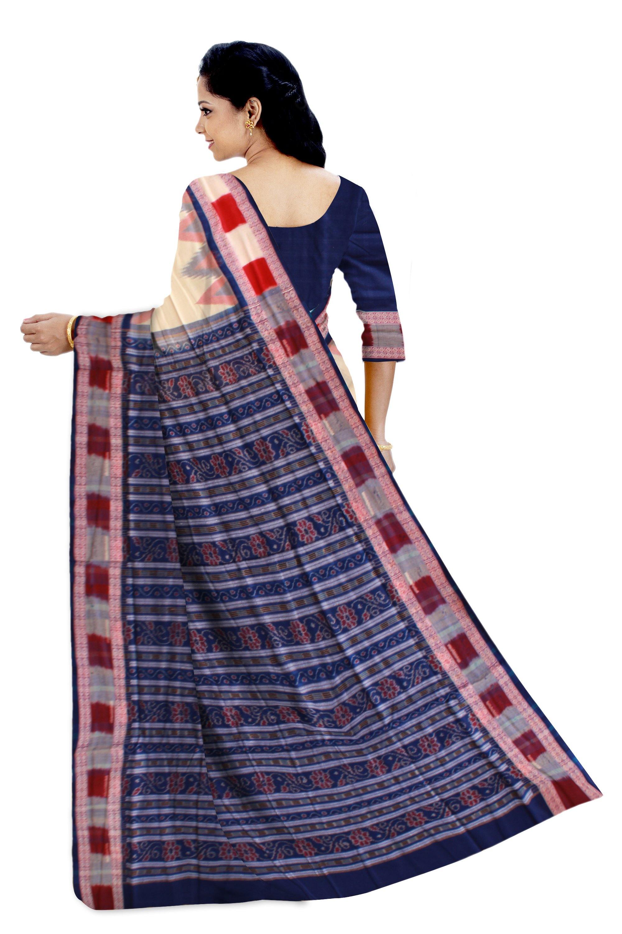 Matha color Buti pattern Sambalpuri cotton saree with blouse piece. - Koshali Arts & Crafts Enterprise