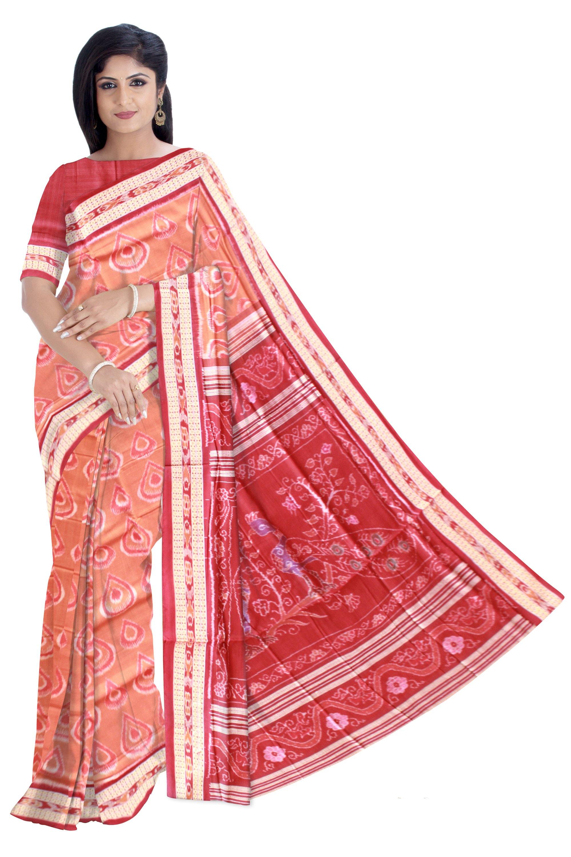 Latest design light brown Samablpuri cotton saree with blouse piece. - Koshali Arts & Crafts Enterprise