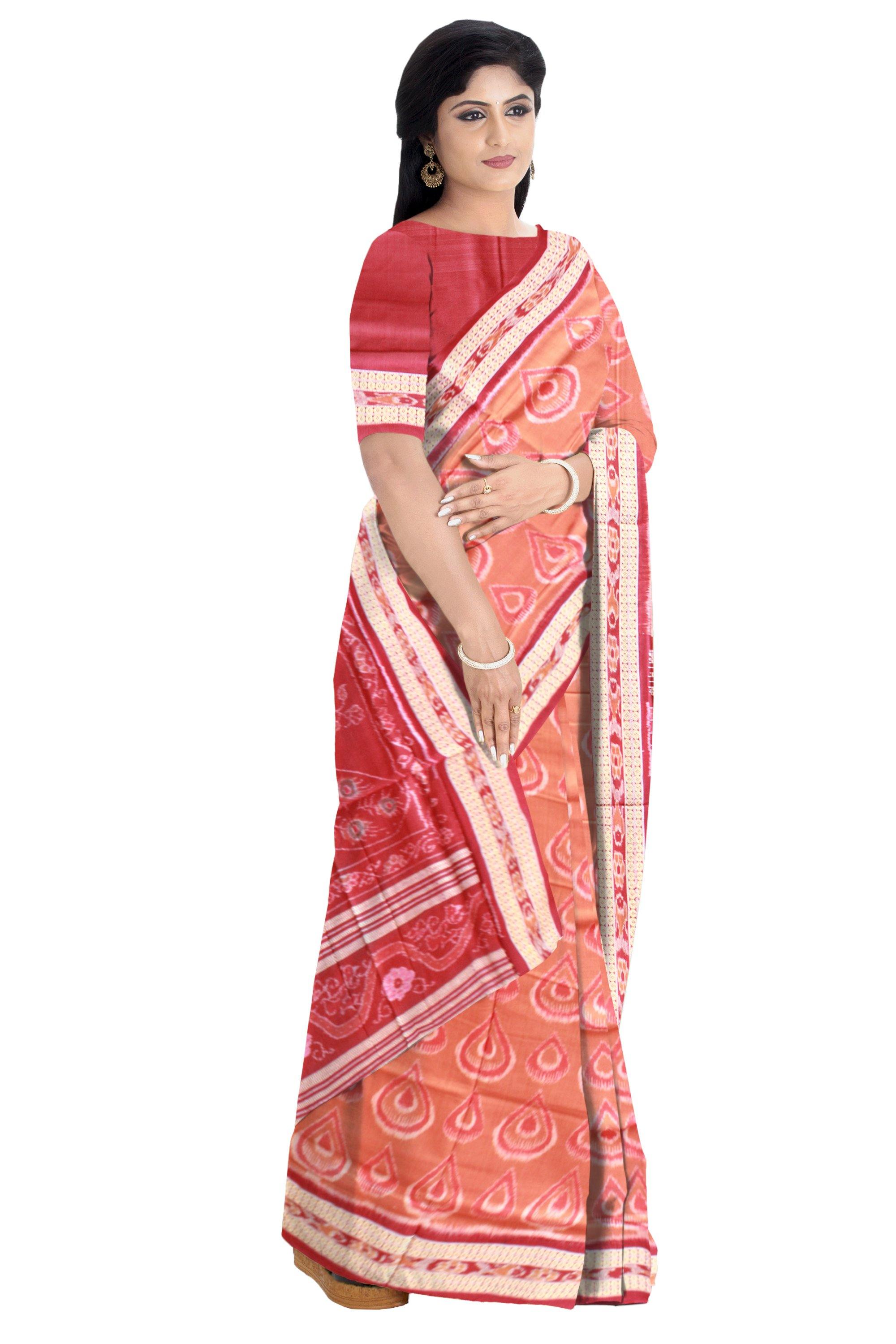 Latest design light brown Samablpuri cotton saree with blouse piece. - Koshali Arts & Crafts Enterprise
