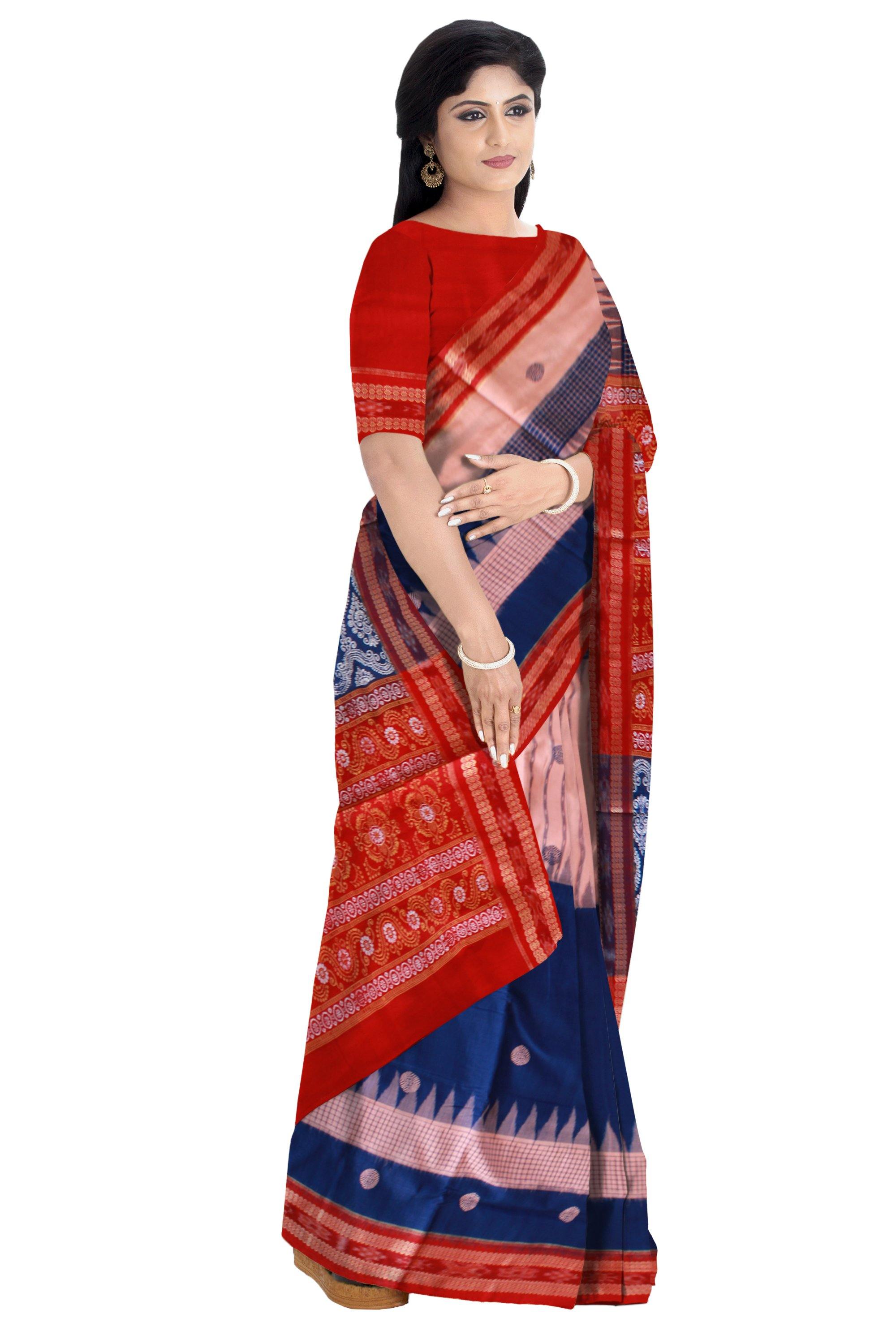 Sambalpuri bomkei saree in dual color with blouse piece. - Koshali Arts & Crafts Enterprise