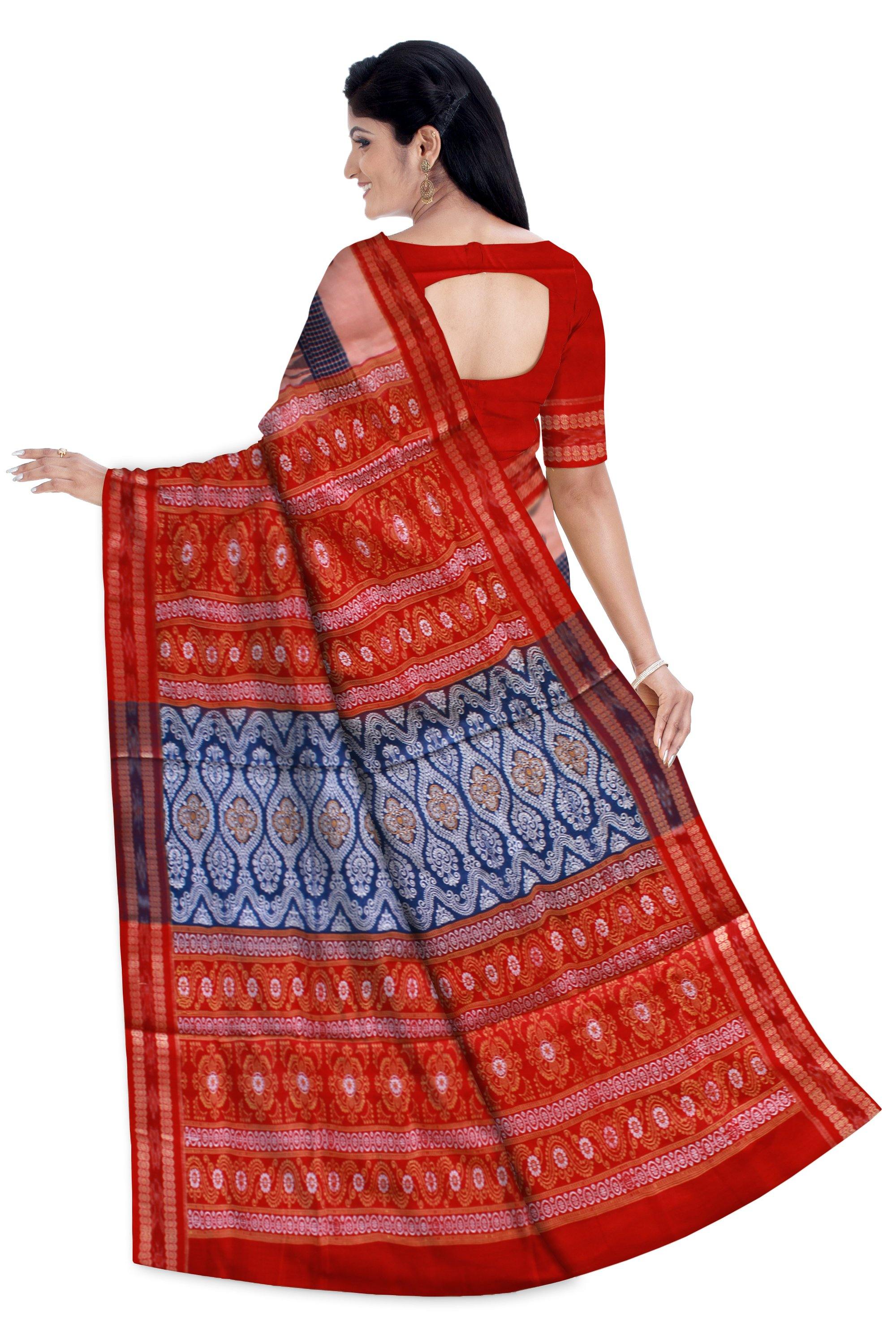 Sambalpuri bomkei saree in dual color with blouse piece. - Koshali Arts & Crafts Enterprise