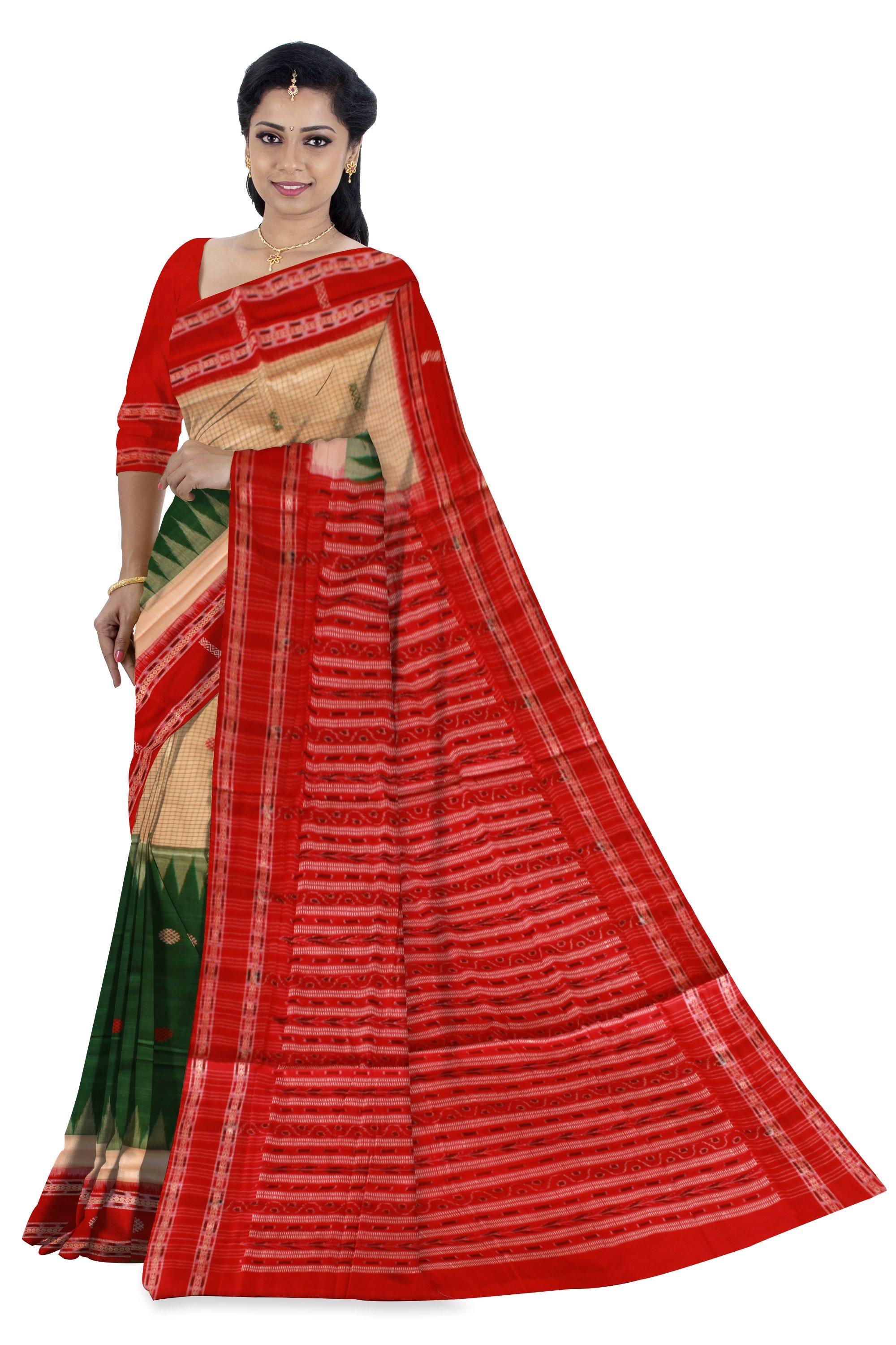 Sambalpuri bomkai saree in dual color with blouse piece. - Koshali Arts & Crafts Enterprise